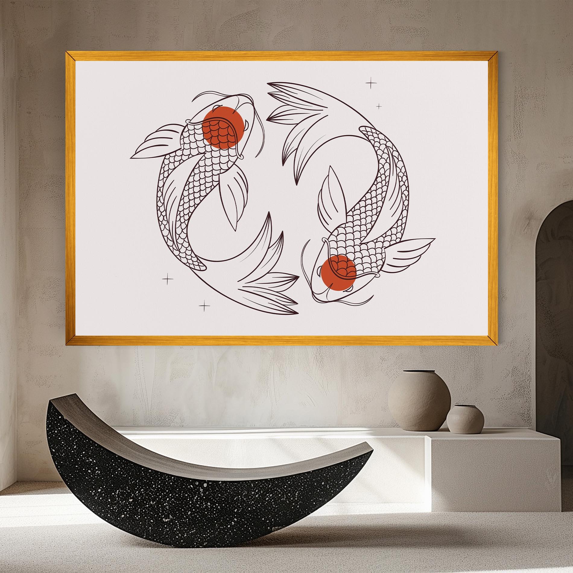 Leinwandbild Koi Yinyang Art mockup 8