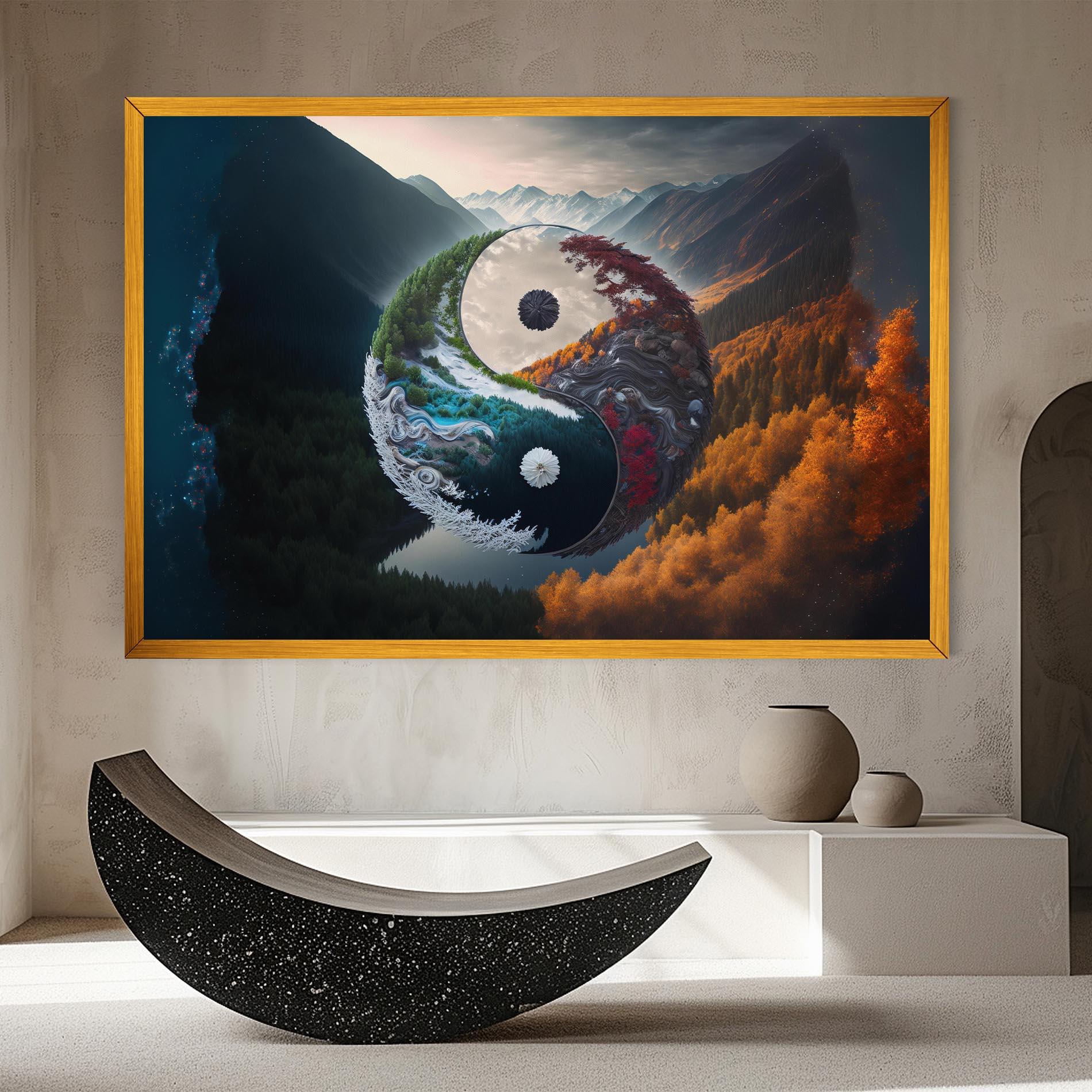 Leinwandbild Mountain Yinyang mockup 8