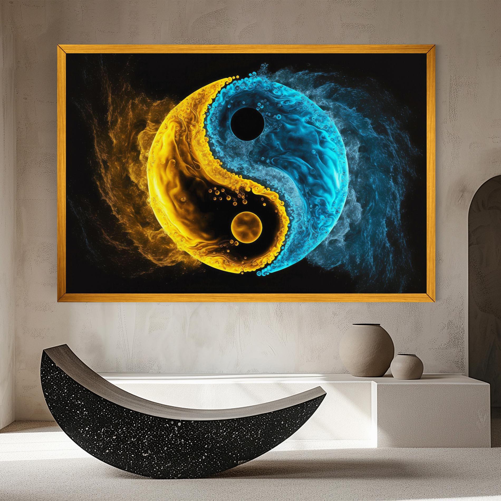 Leinwandbild Yellow Blue Yinyang mockup 8