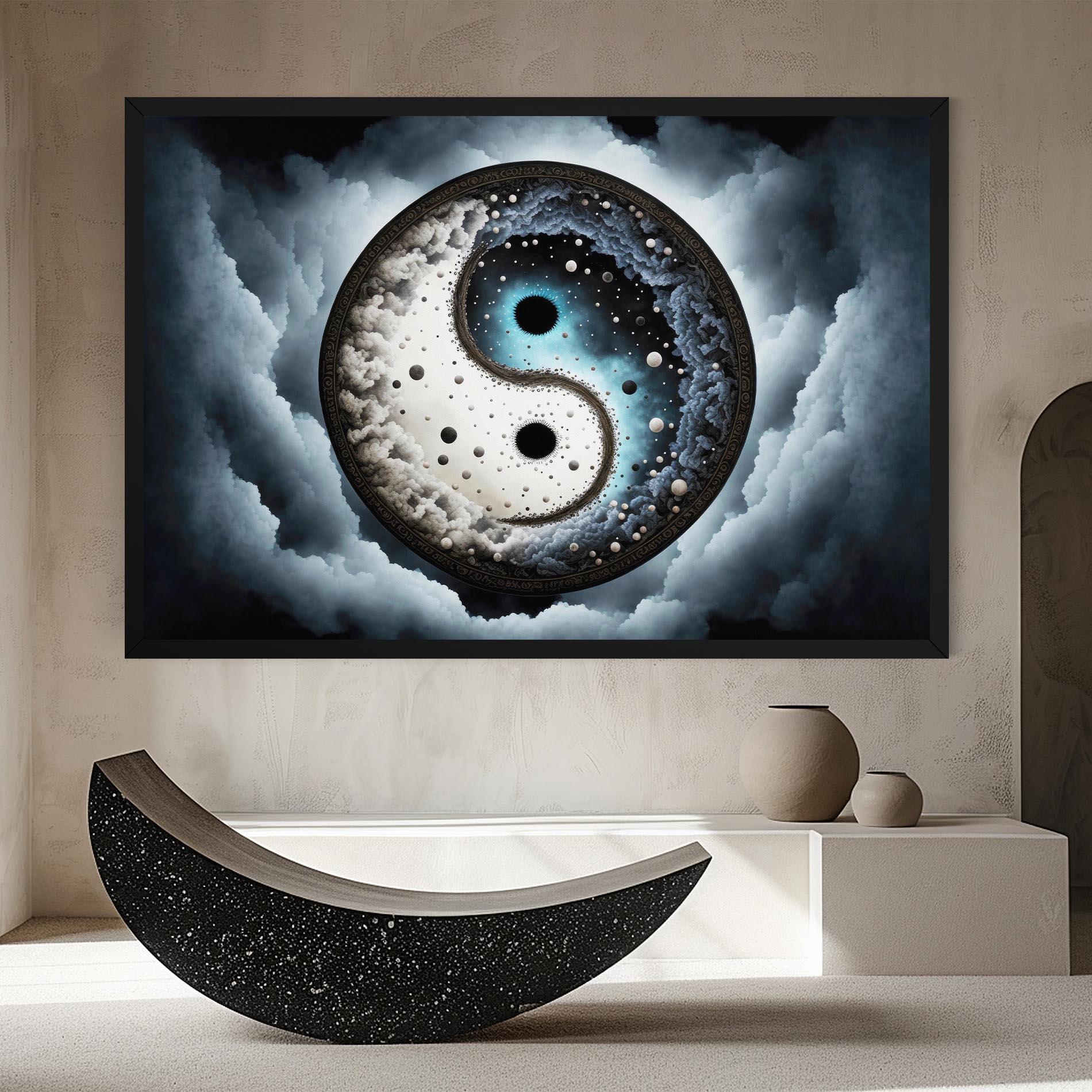 Leinwandbild Black Blue Yinyang mockup 8