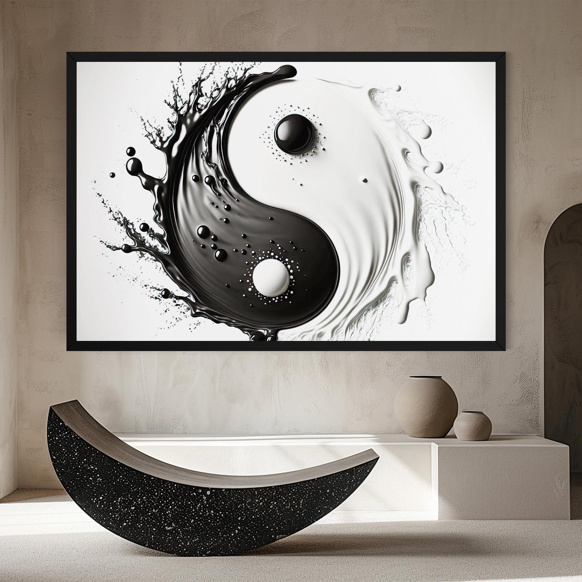 Leinwandbild Black Liquid Yinyang mockup 8