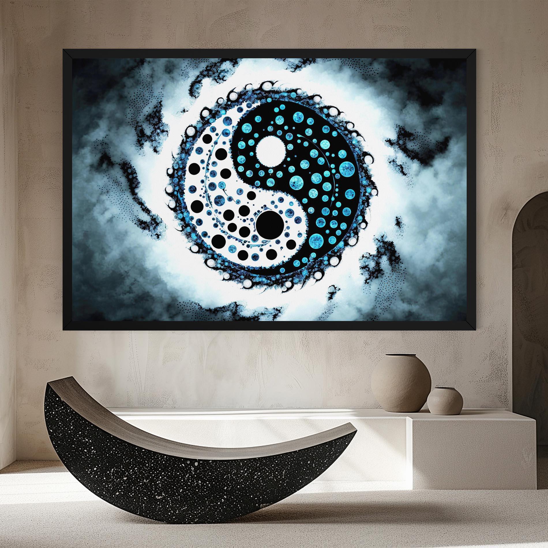 Leinwandbild Blue White Yinyang mockup 8