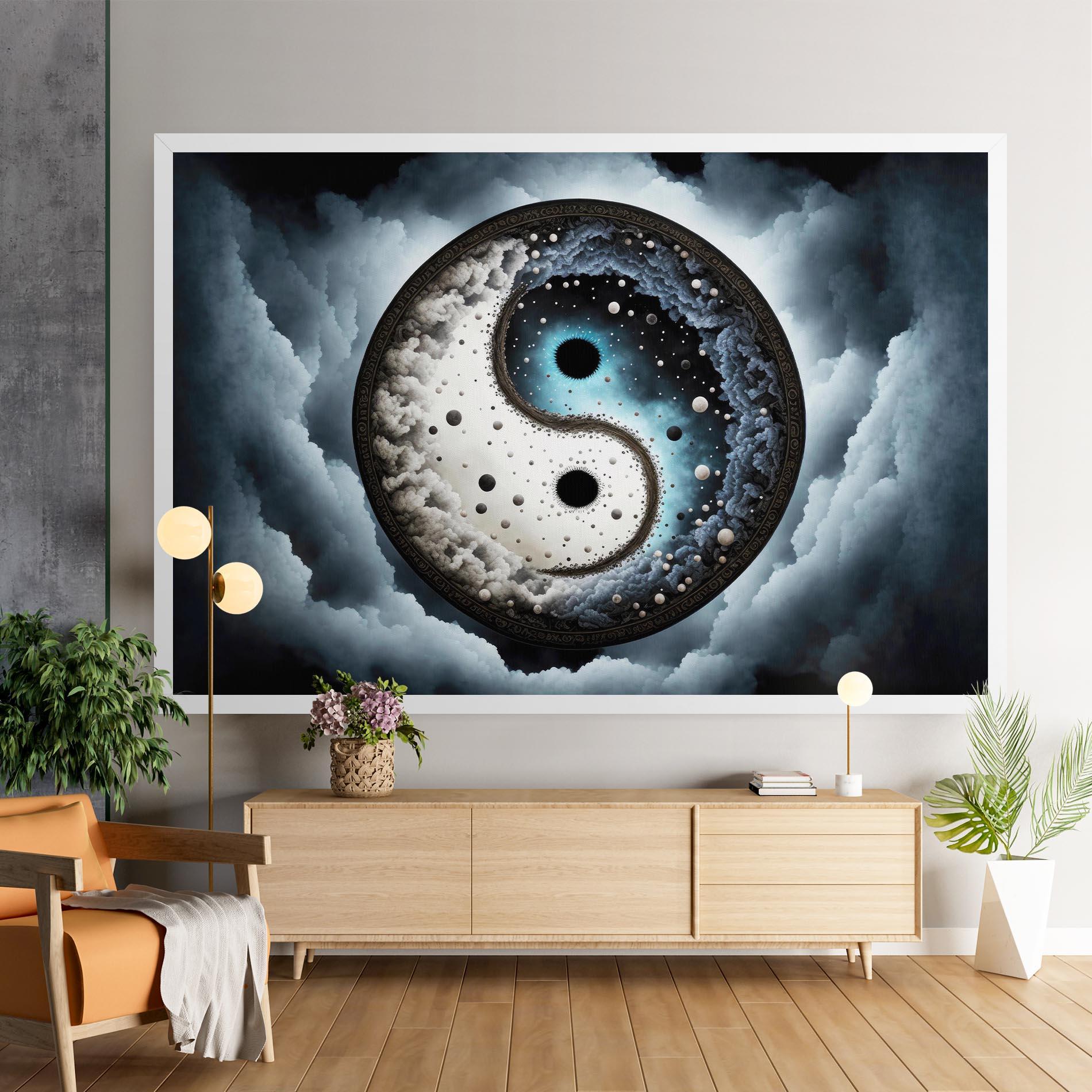 Leinwandbild Black Blue Yinyang mockup 9