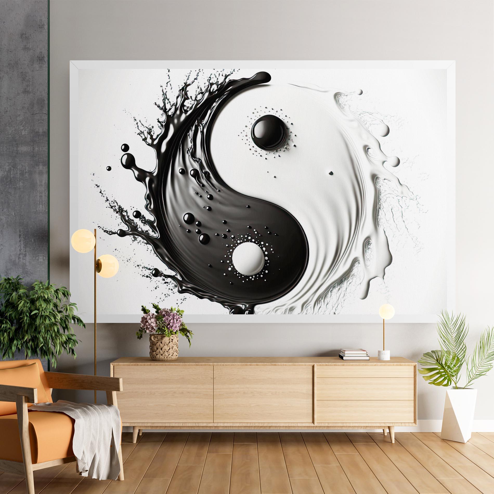 Leinwandbild Black Liquid Yinyang mockup 9