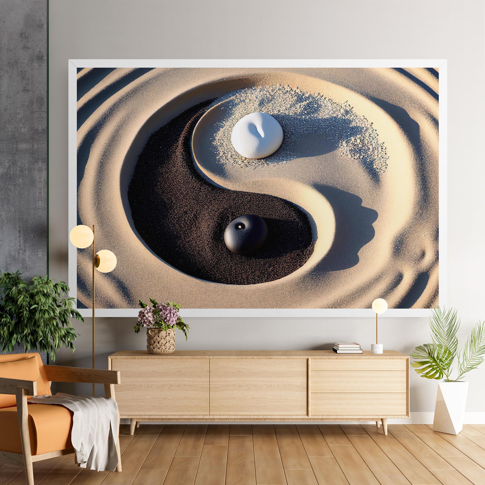 Leinwandbild Black Sand Yinyang mockup 9
