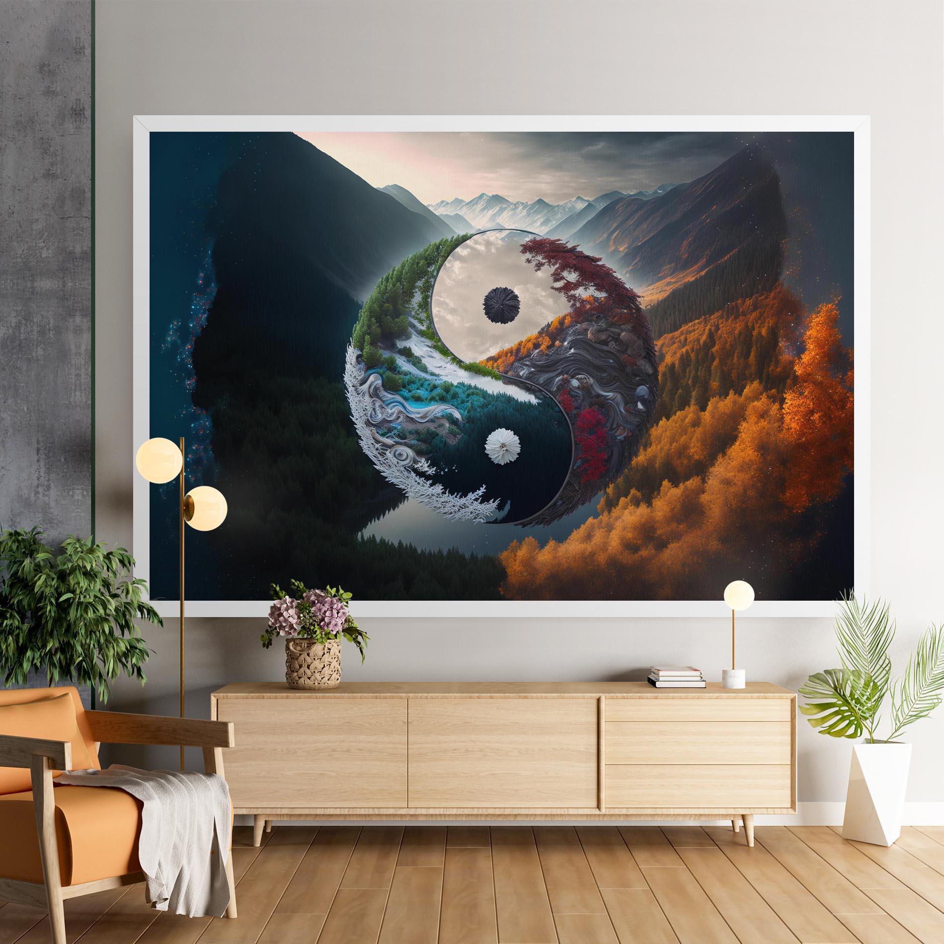 Leinwandbild Mountain Yinyang mockup 9