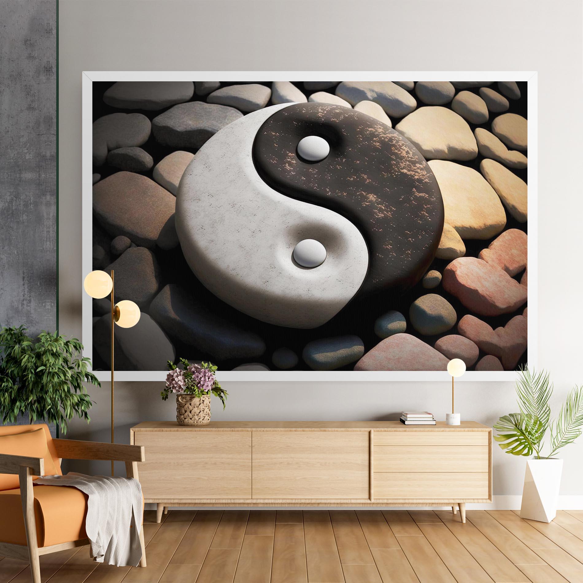 Leinwandbild Stone Yinyang mockup 9