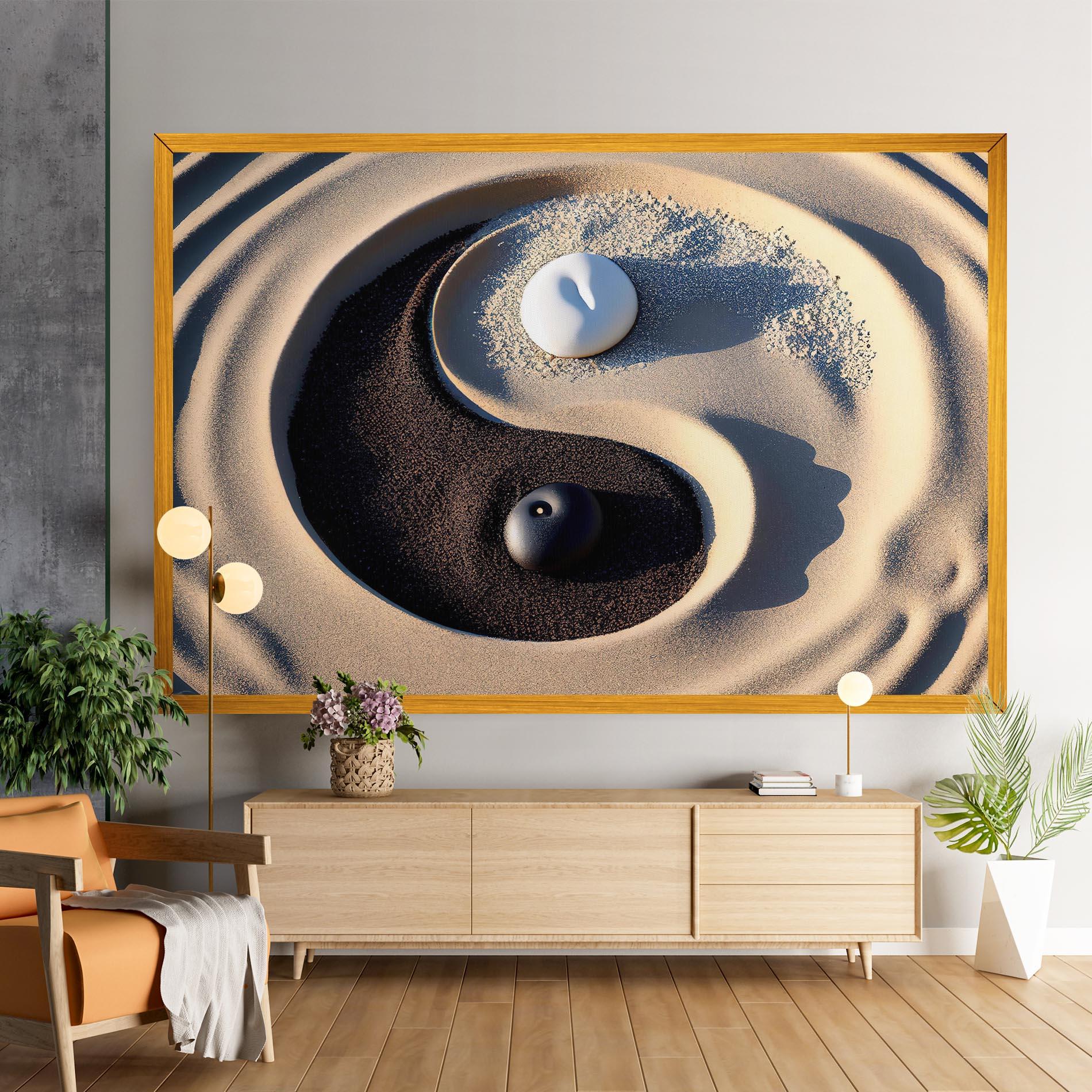 Leinwandbild Black Sand Yinyang mockup 9