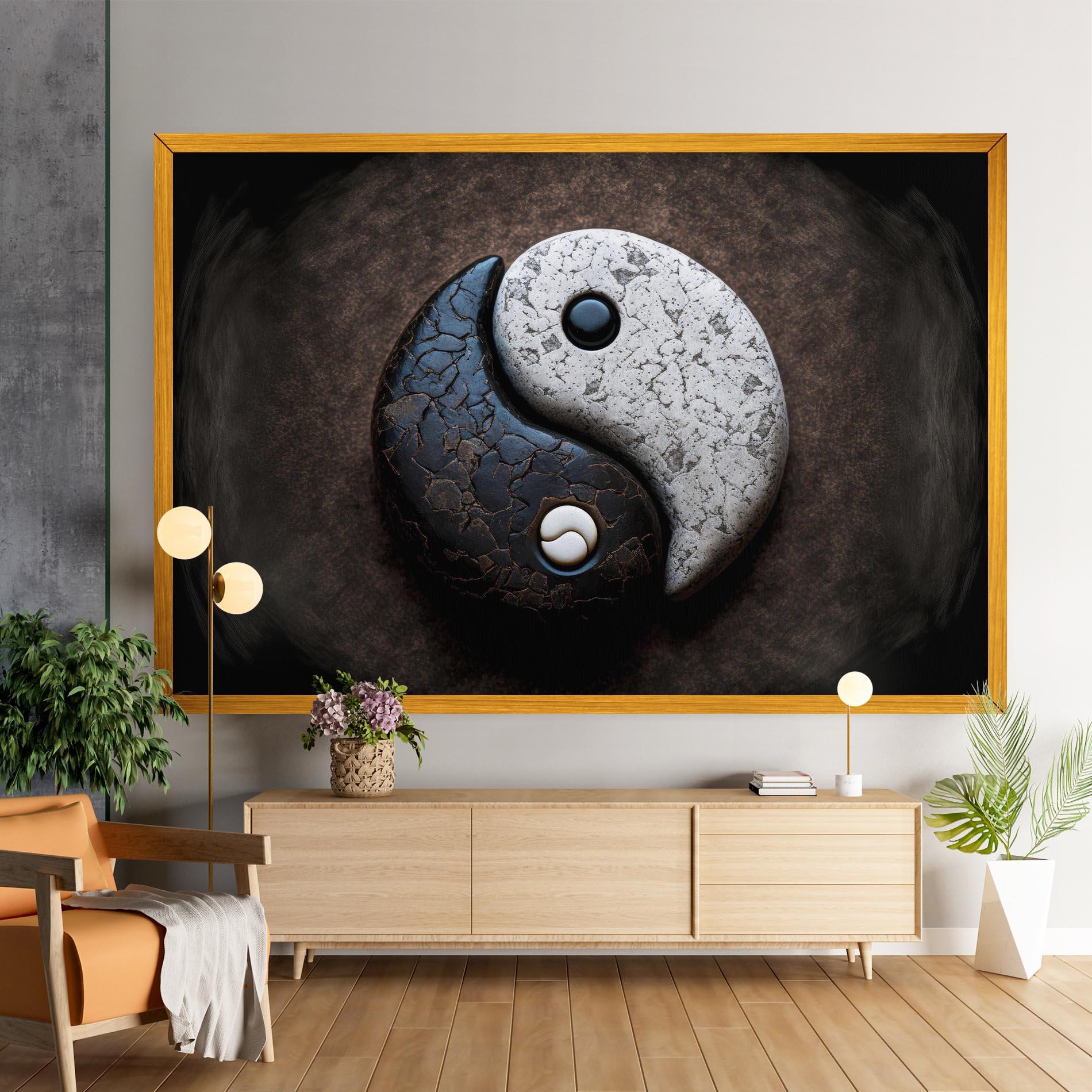 Leinwandbild Black Stone Yinyang mockup 9