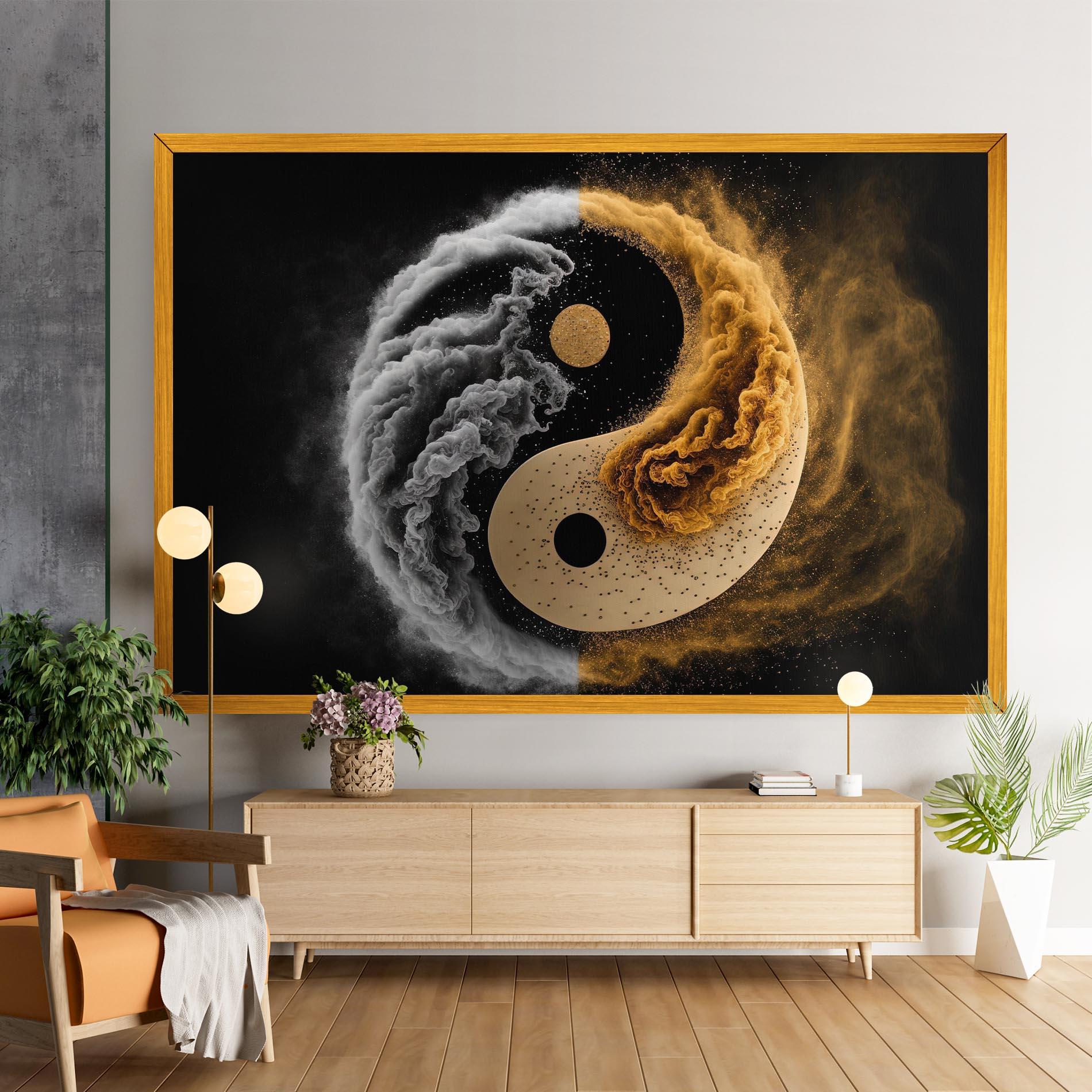 Leinwandbild Cream Smoke Yinyang mockup 9