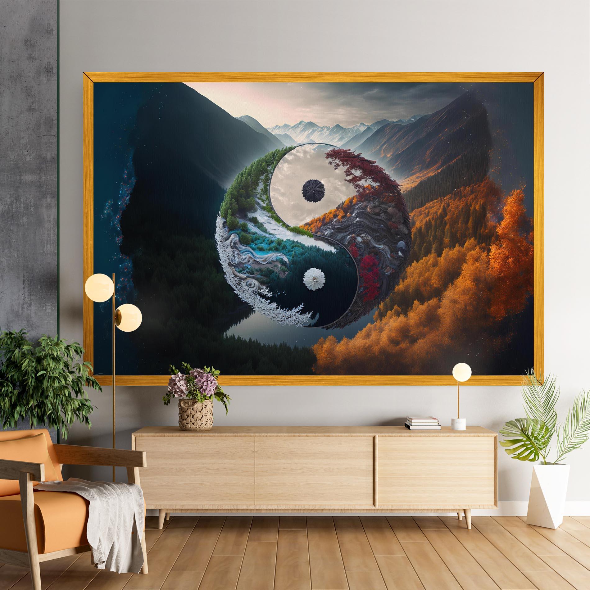Leinwandbild Mountain Yinyang mockup 9