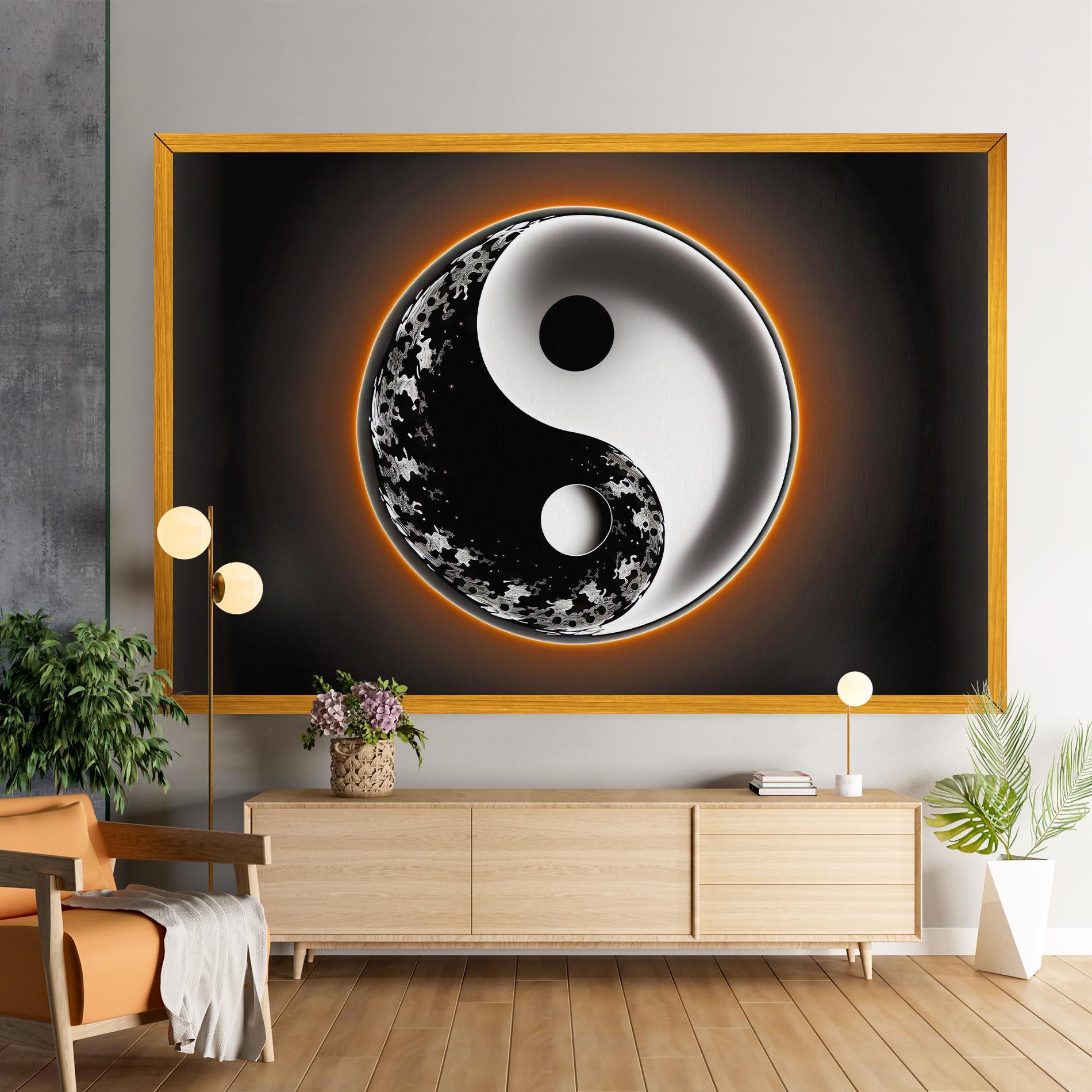 Leinwandbild Purple Light Yinyang mockup 9