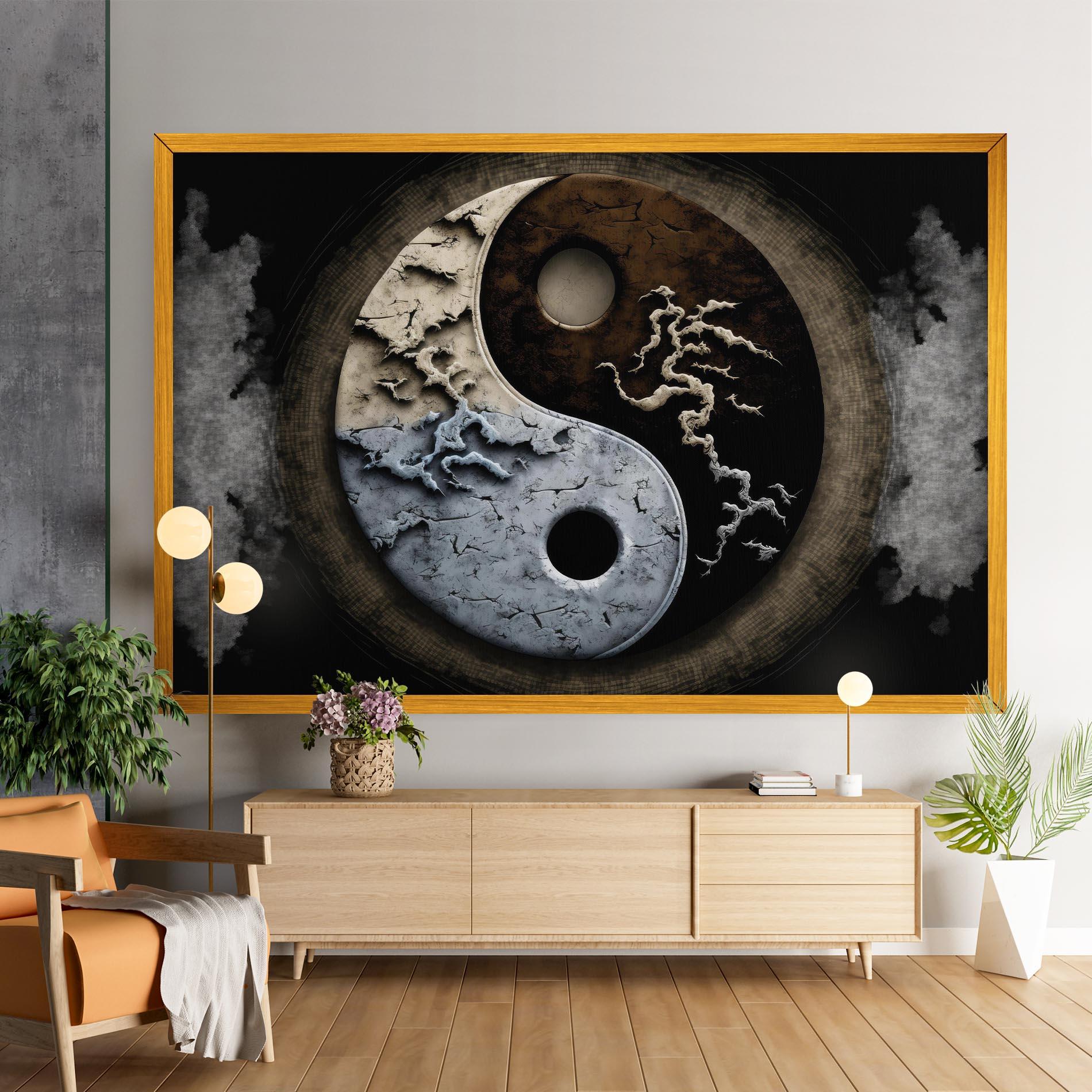 Leinwandbild Vintage Yinyang mockup 9