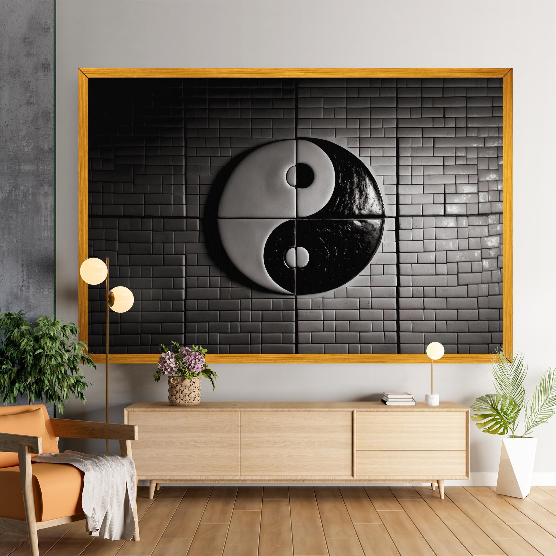 Leinwandbild Yinyang Tiles Wall mockup 9