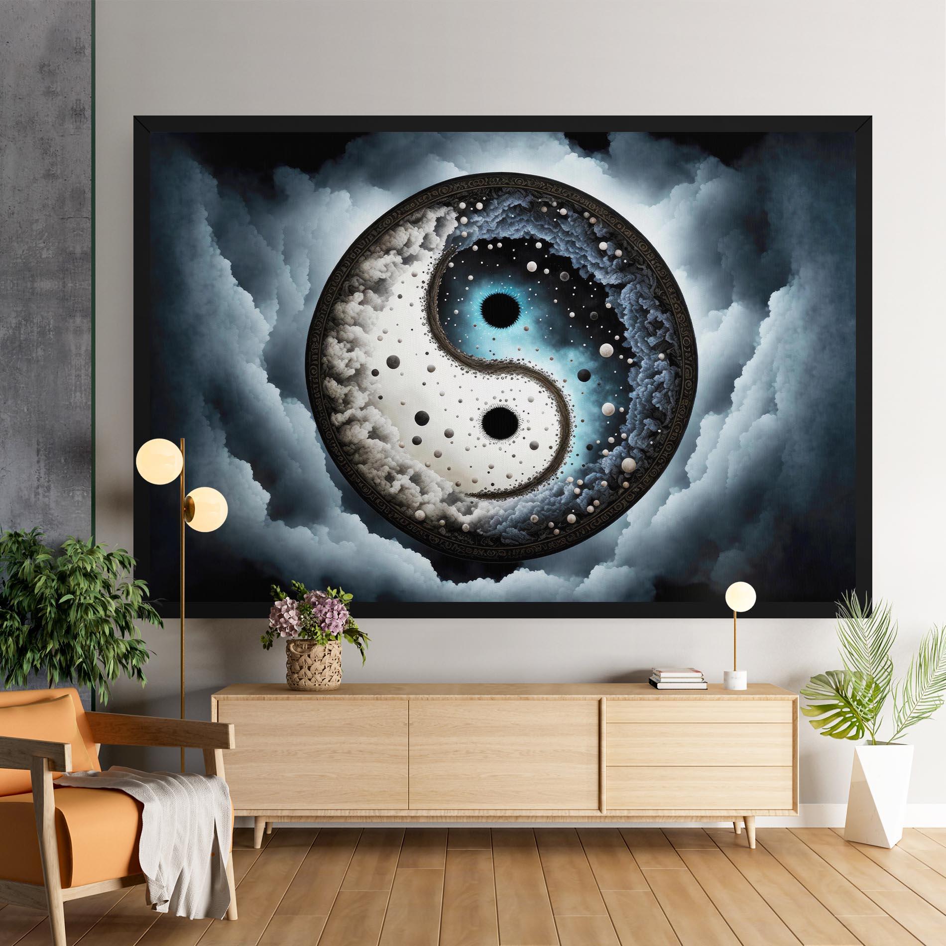 Leinwandbild Black Blue Yinyang mockup 9