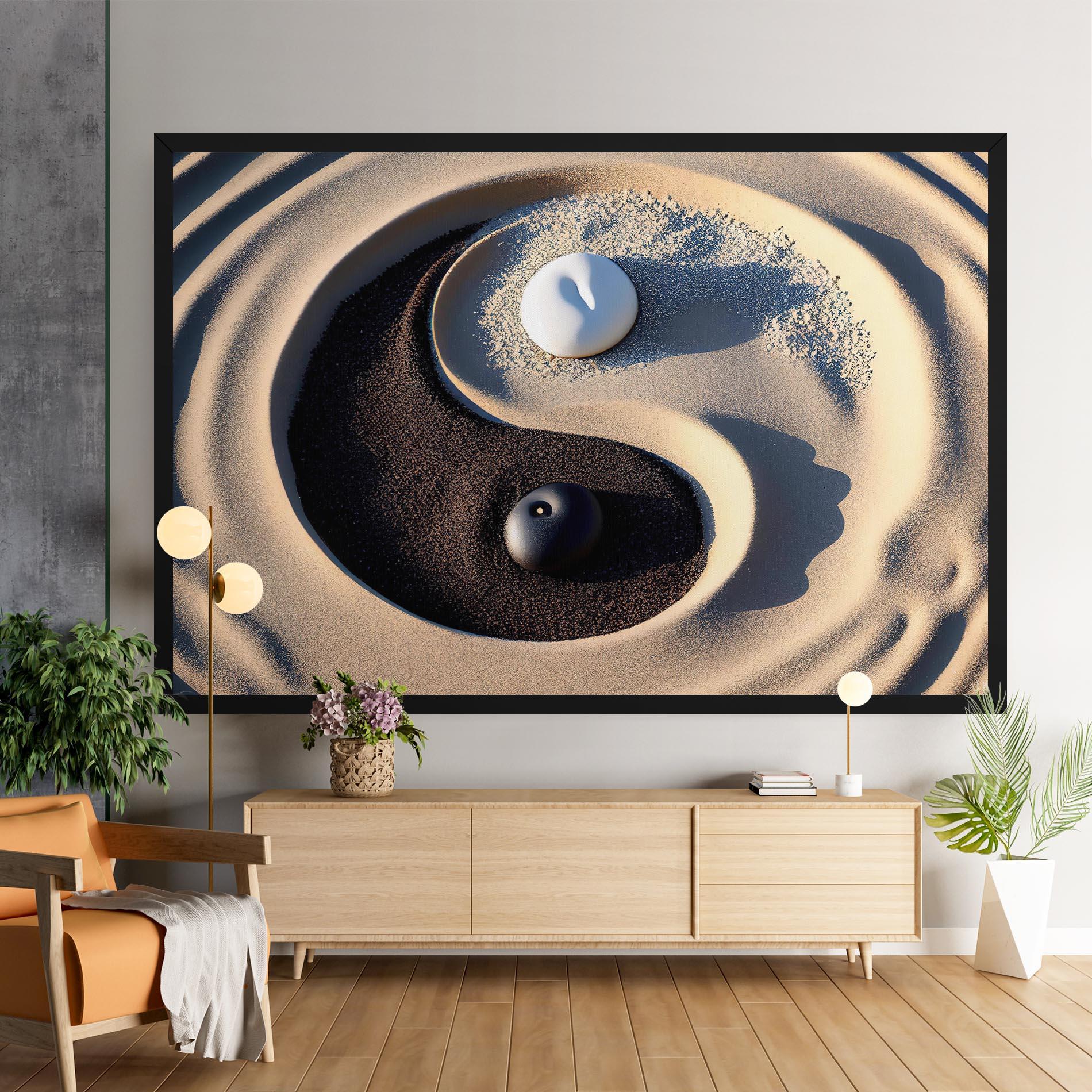 Leinwandbild Black Sand Yinyang mockup 9