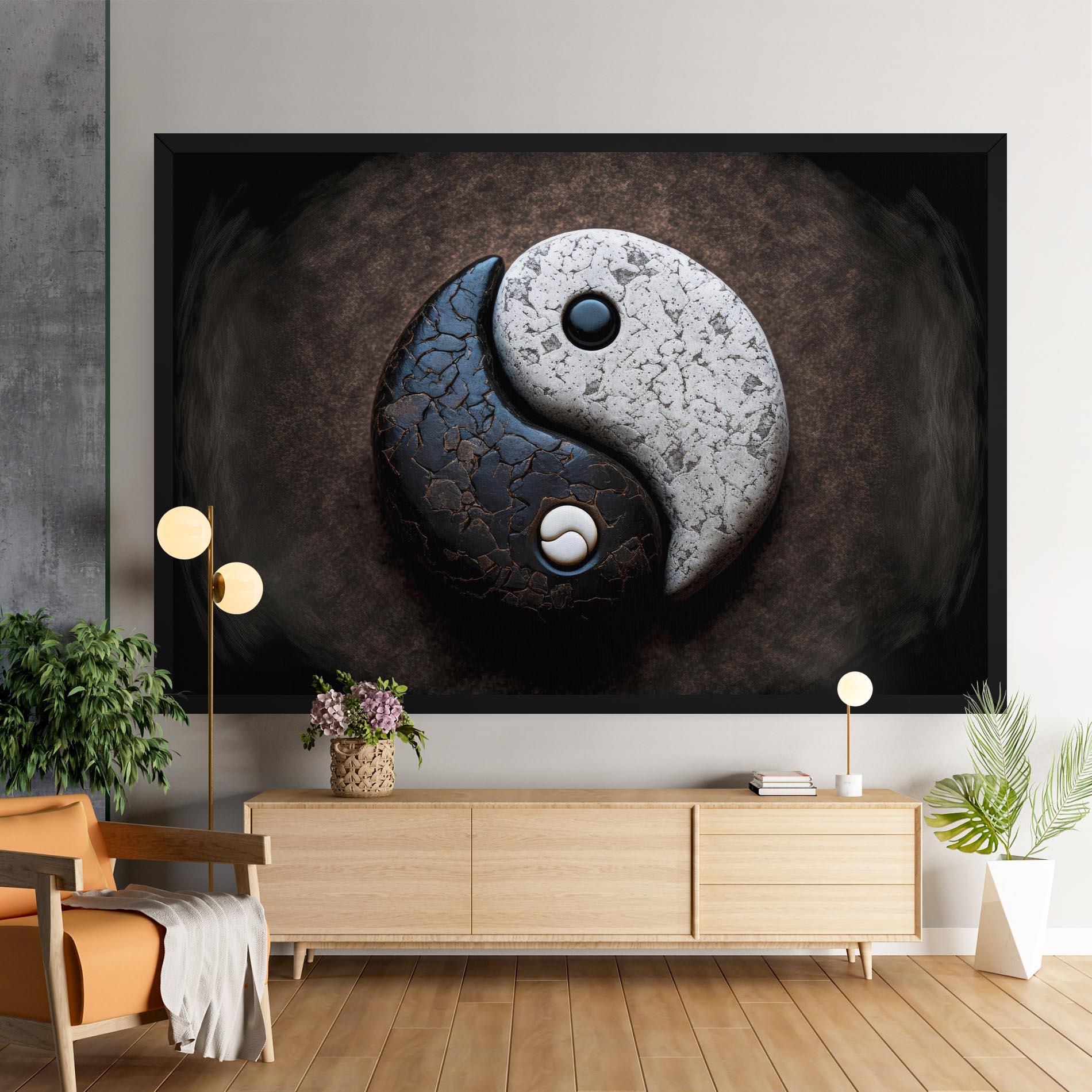 Leinwandbild Black Stone Yinyang mockup 9