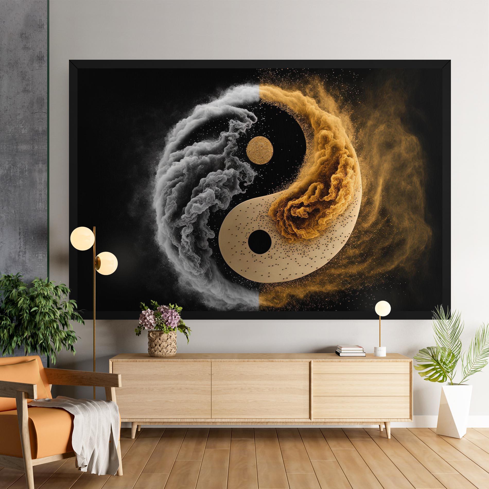 Leinwandbild Cream Smoke Yinyang mockup 9