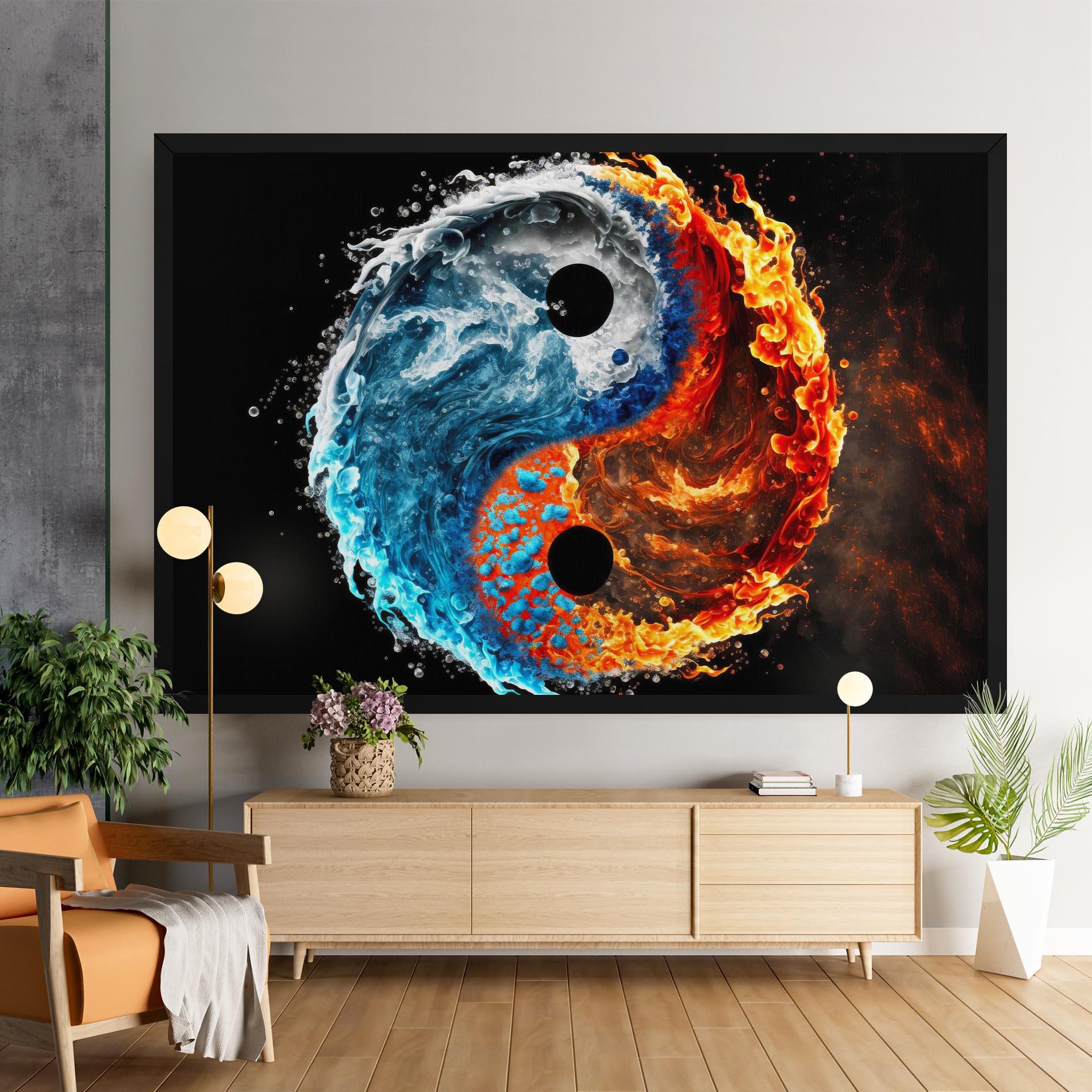 Leinwandbild Fire Water Yin Yang mockup 9