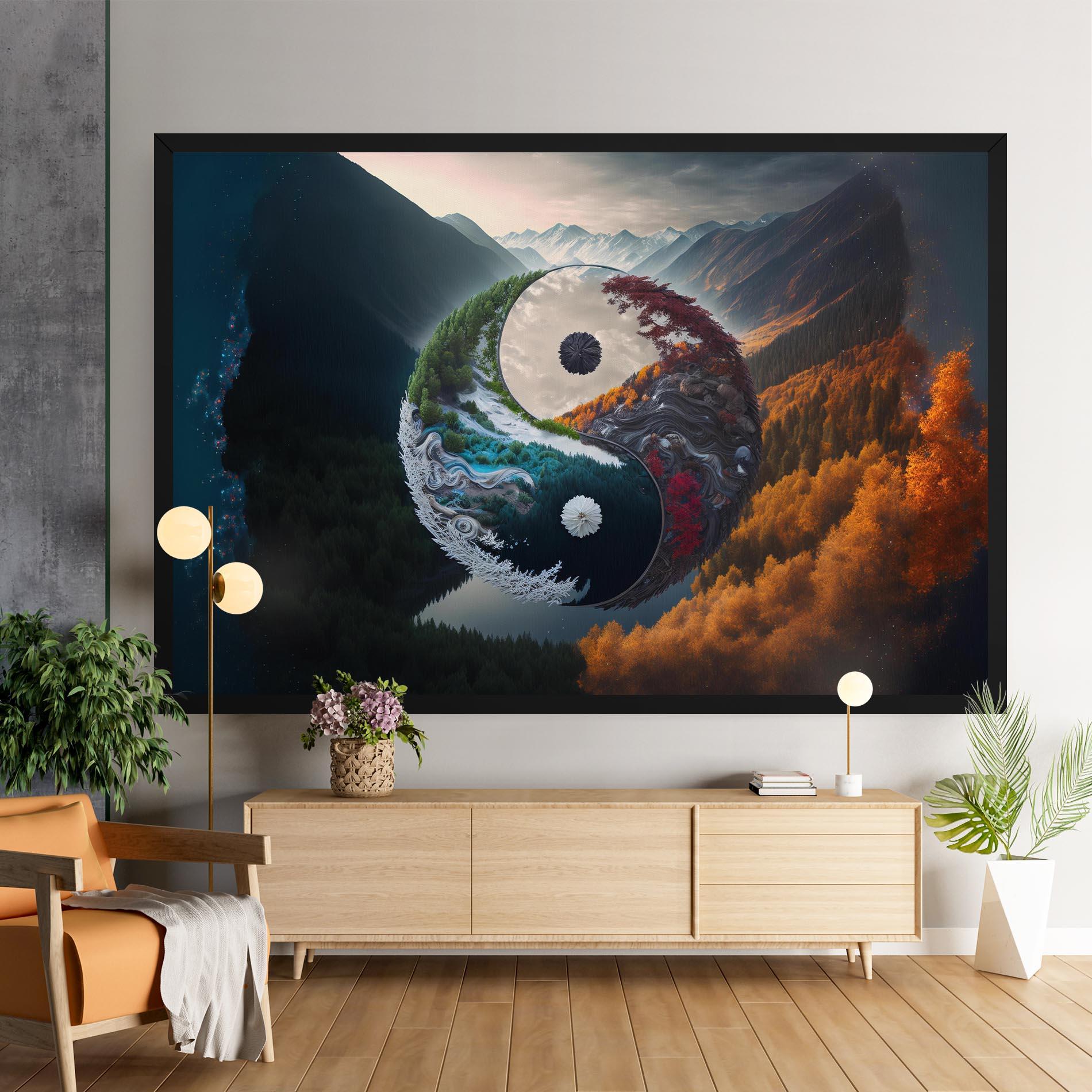 Leinwandbild Mountain Yinyang mockup 9