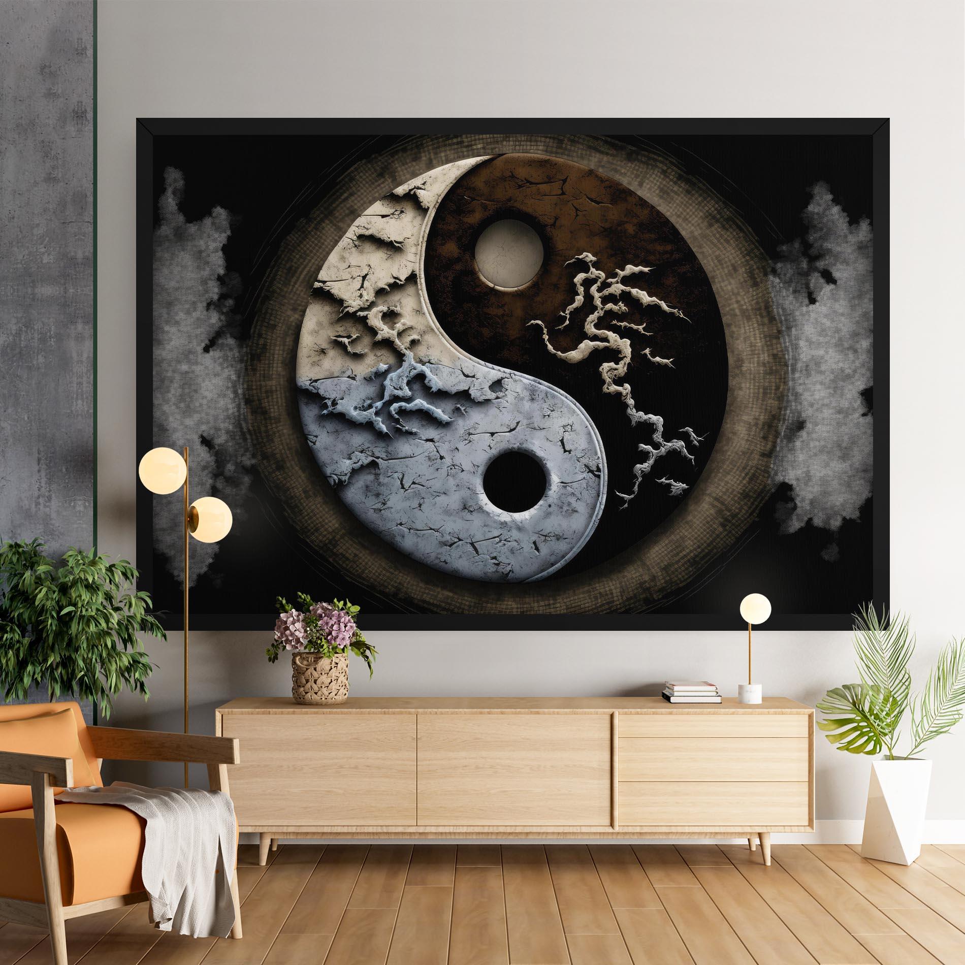 Leinwandbild Vintage Yinyang mockup 9