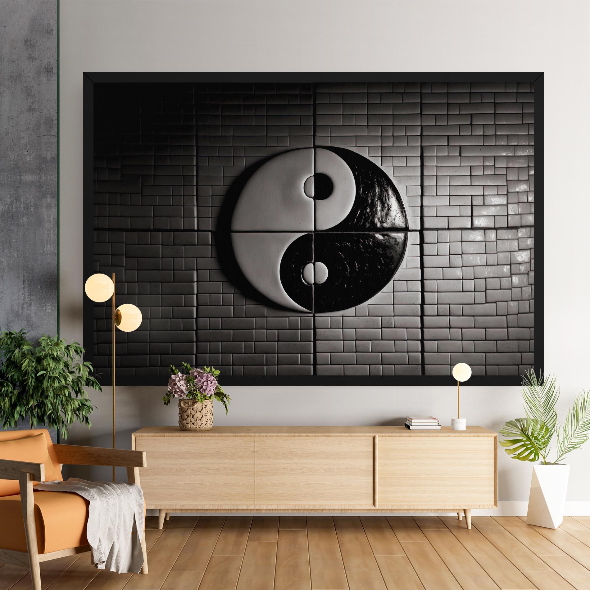 Leinwandbild Yinyang Tiles Wall mockup 9