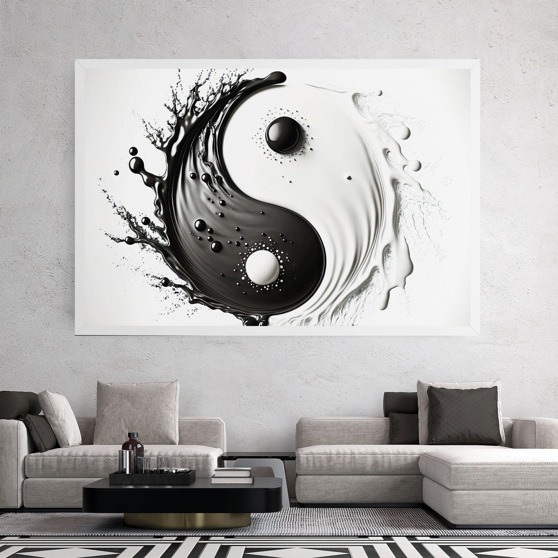 Leinwandbild Black Liquid Yinyang mockup 2
