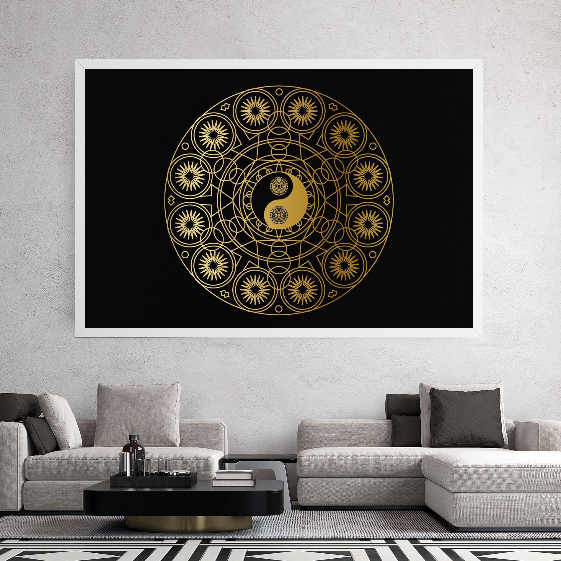 Leinwandbild Gold Meditation Mandala mockup 2