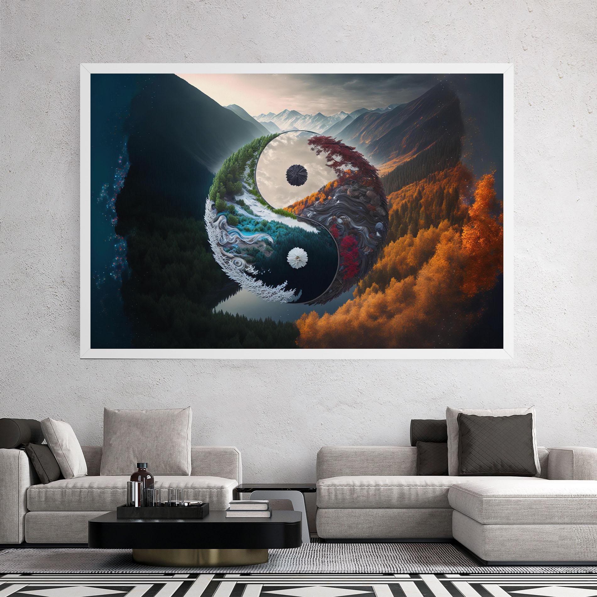 Leinwandbild Mountain Yinyang mockup 2