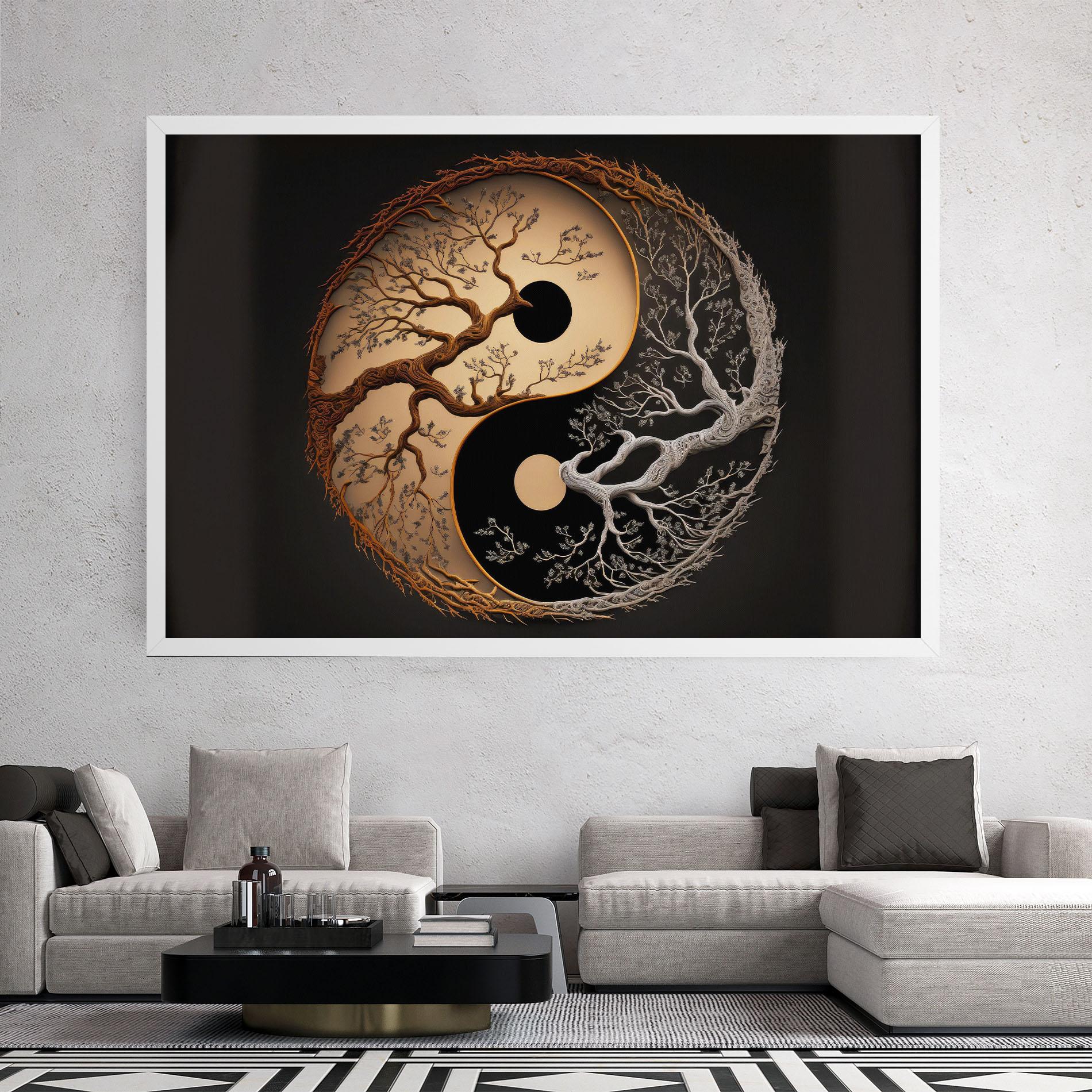 Leinwandbild Old Tree Yinyang mockup 2