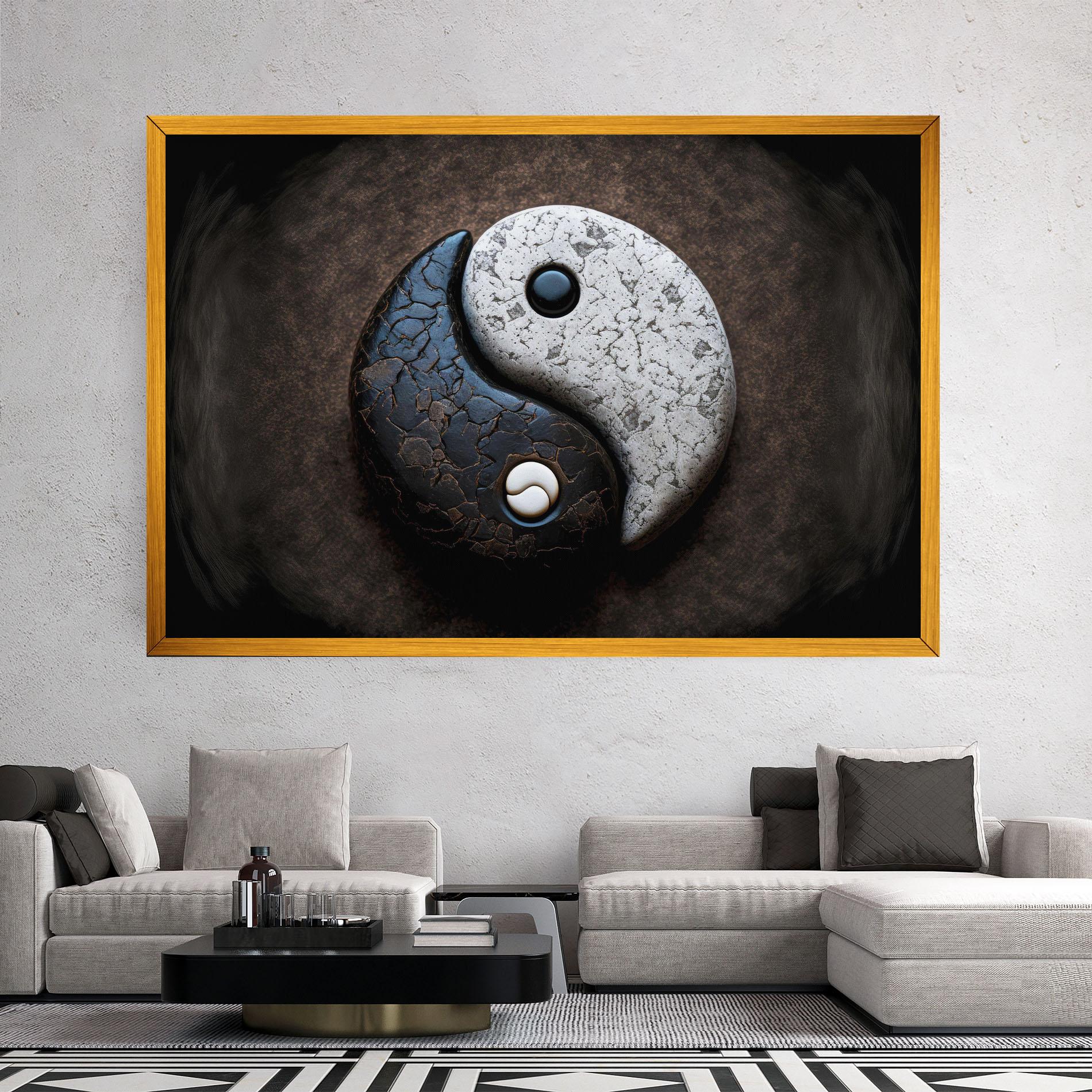 Leinwandbild Black Stone Yinyang mockup 2