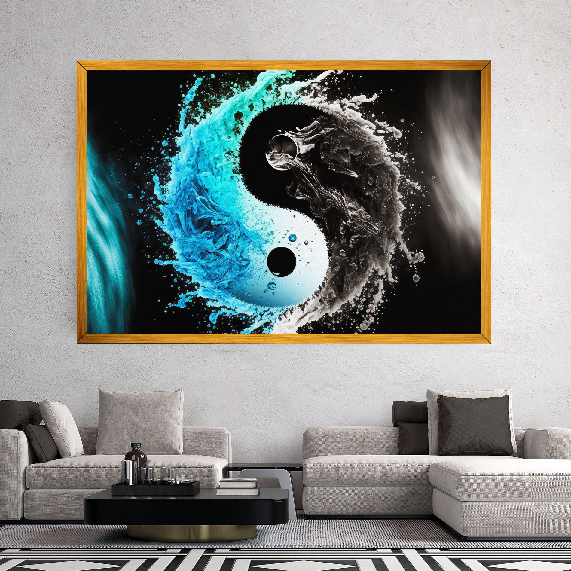 Blue Black Yinyang mockup 2