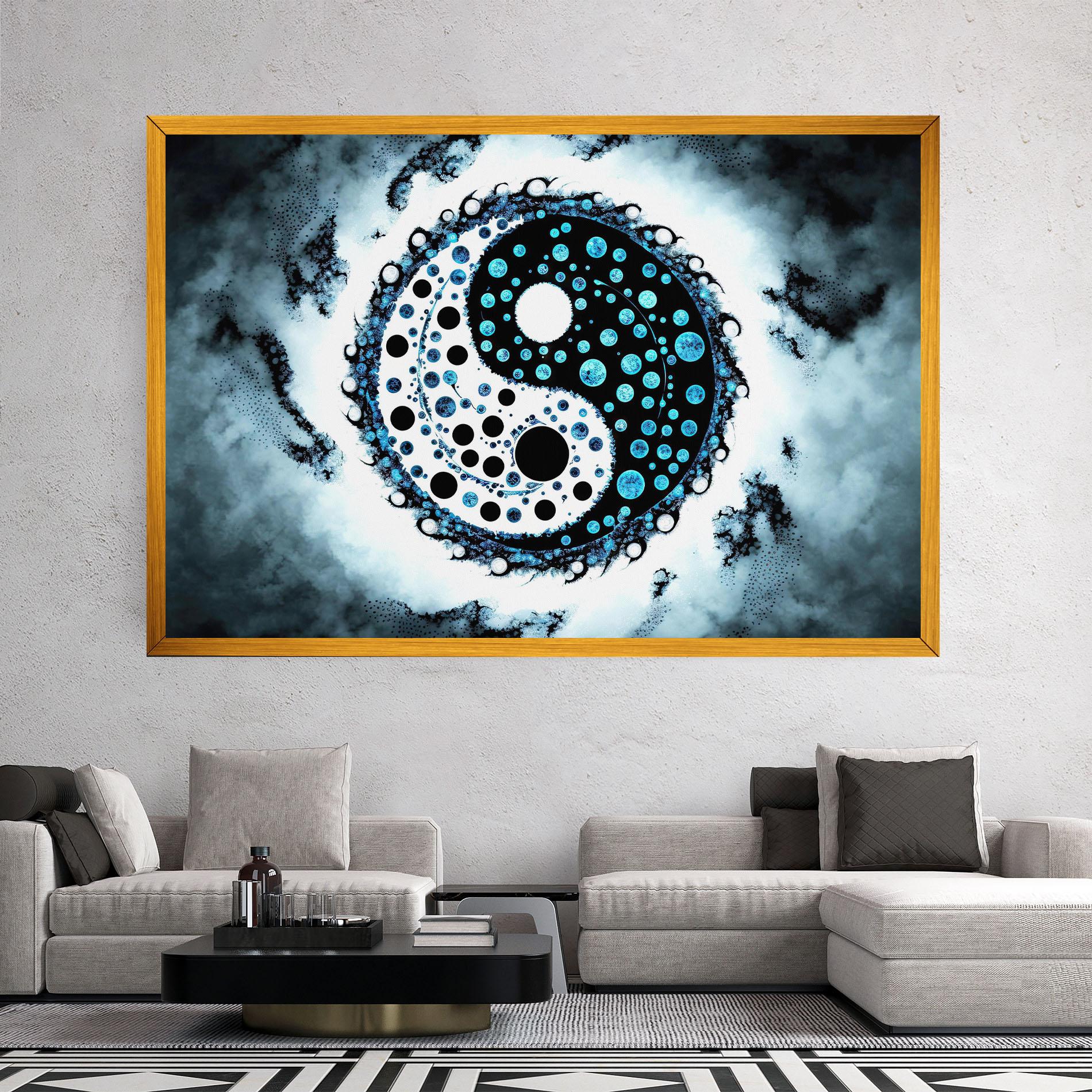 Leinwandbild Blue White Yinyang mockup 2