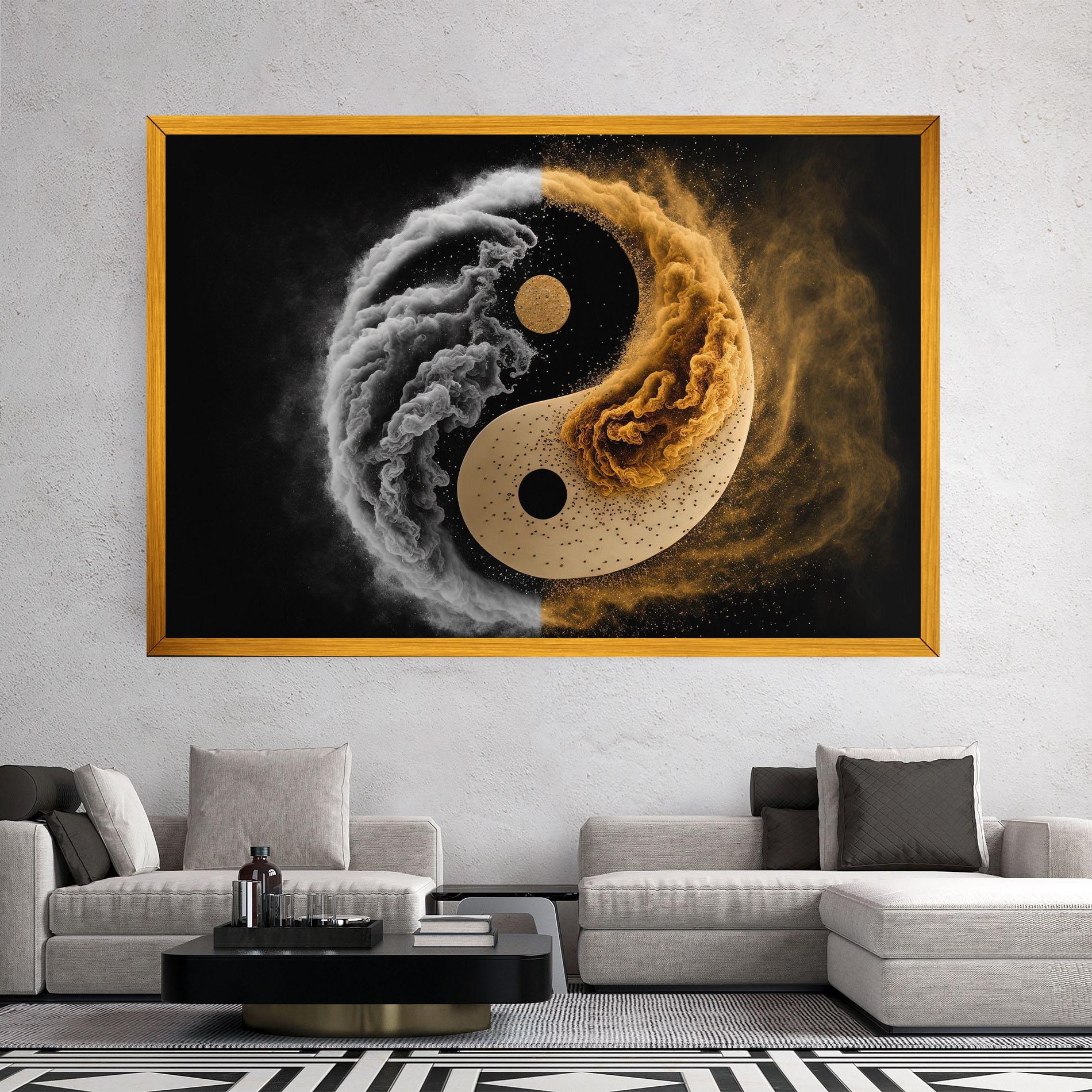 Leinwandbild Cream Smoke Yinyang mockup 2