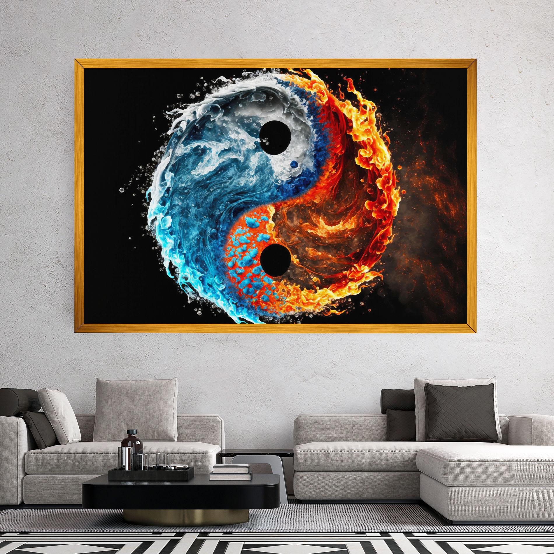 Leinwandbild Fire Water Yin Yang mockup 2