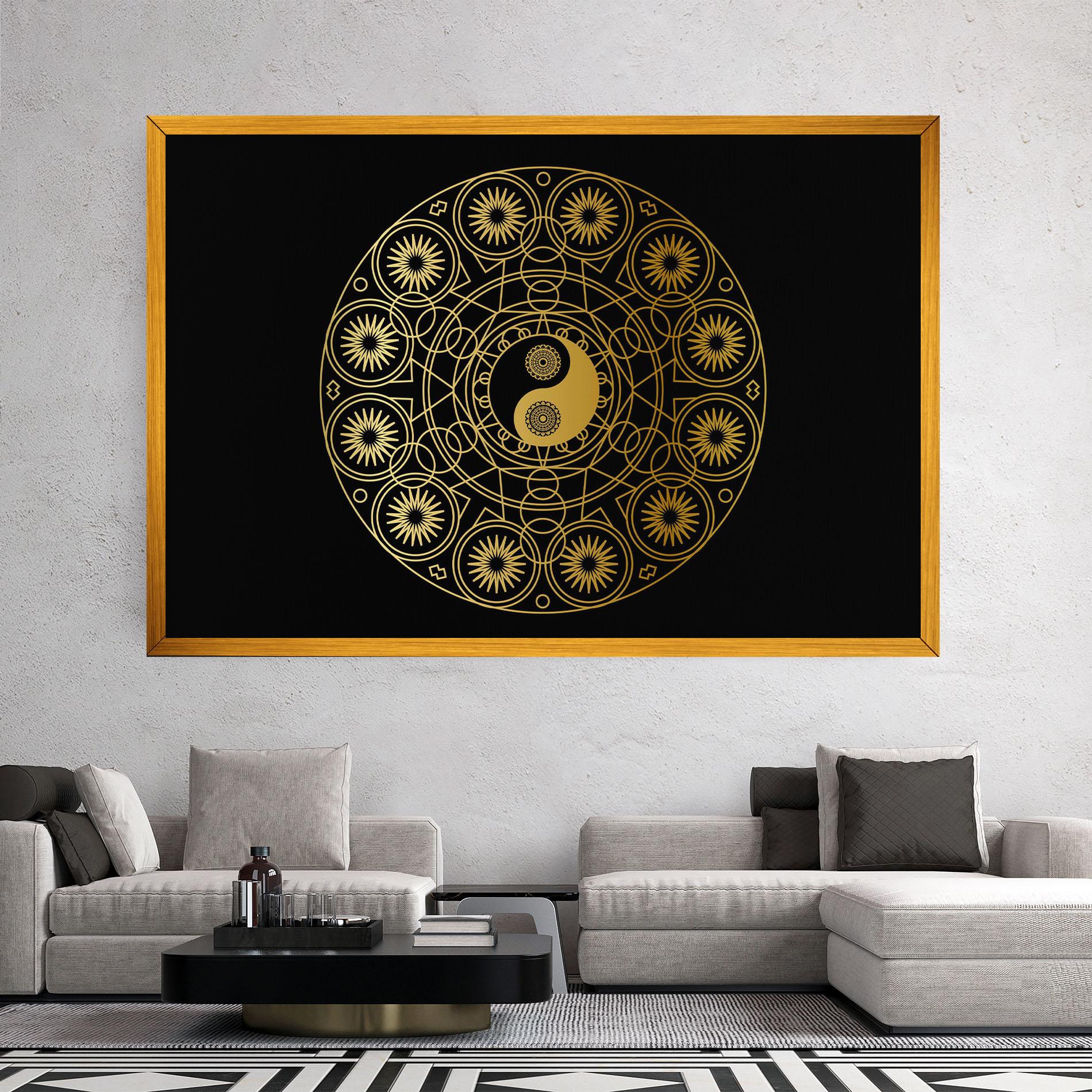 Leinwandbild Gold Meditation Mandala mockup 2