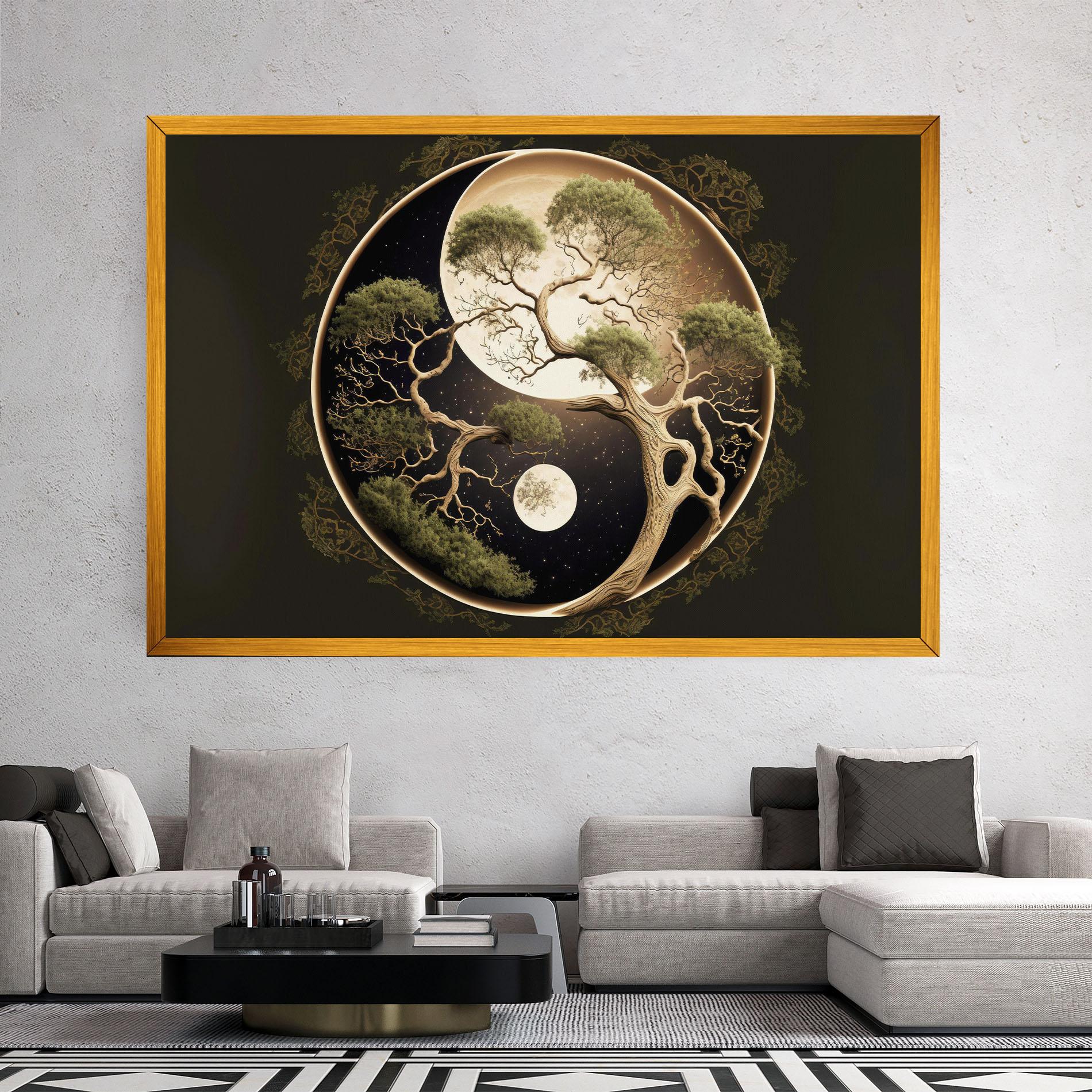 Leinwandbild Green Tree Yinyang mockup 2