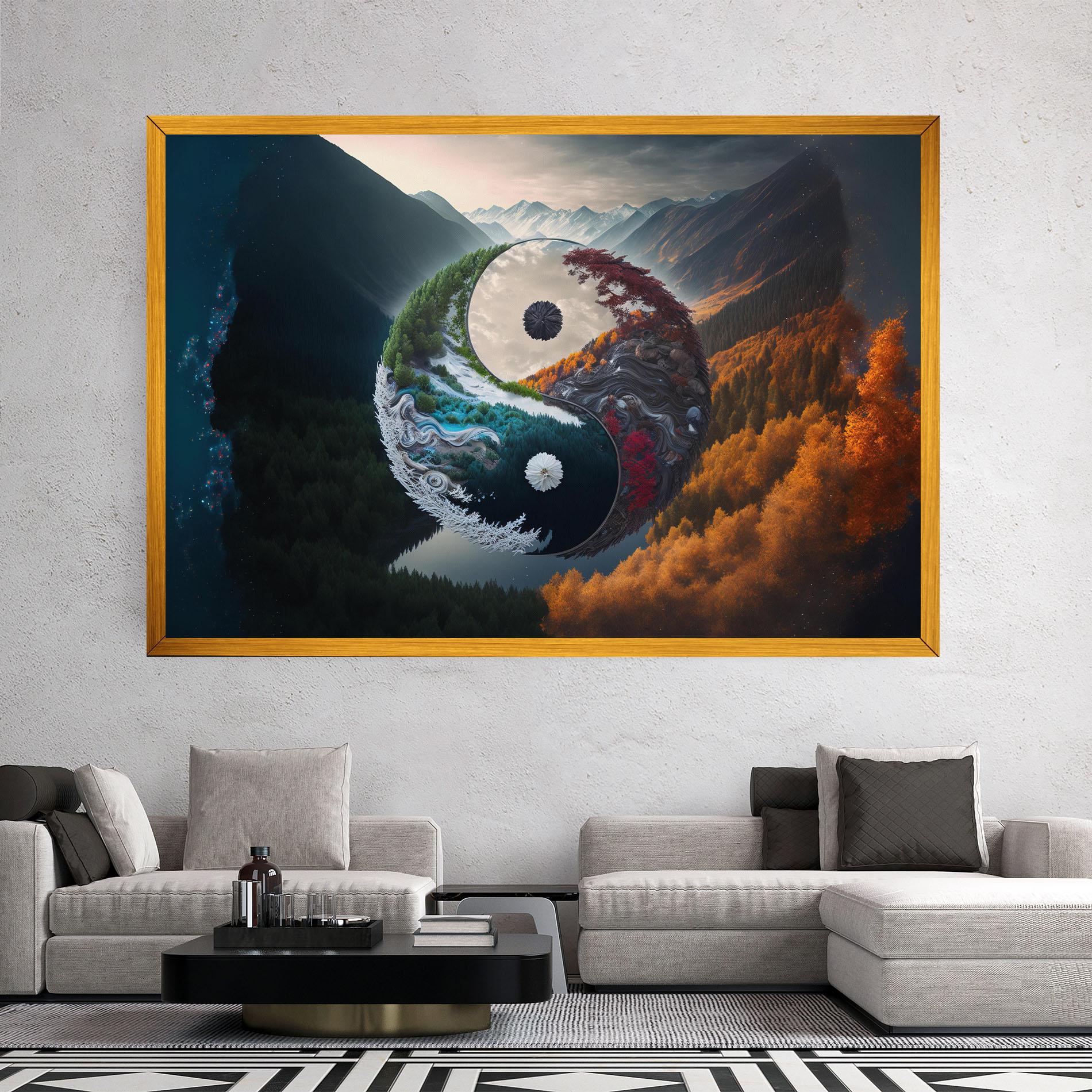 Leinwandbild Mountain Yinyang mockup 2