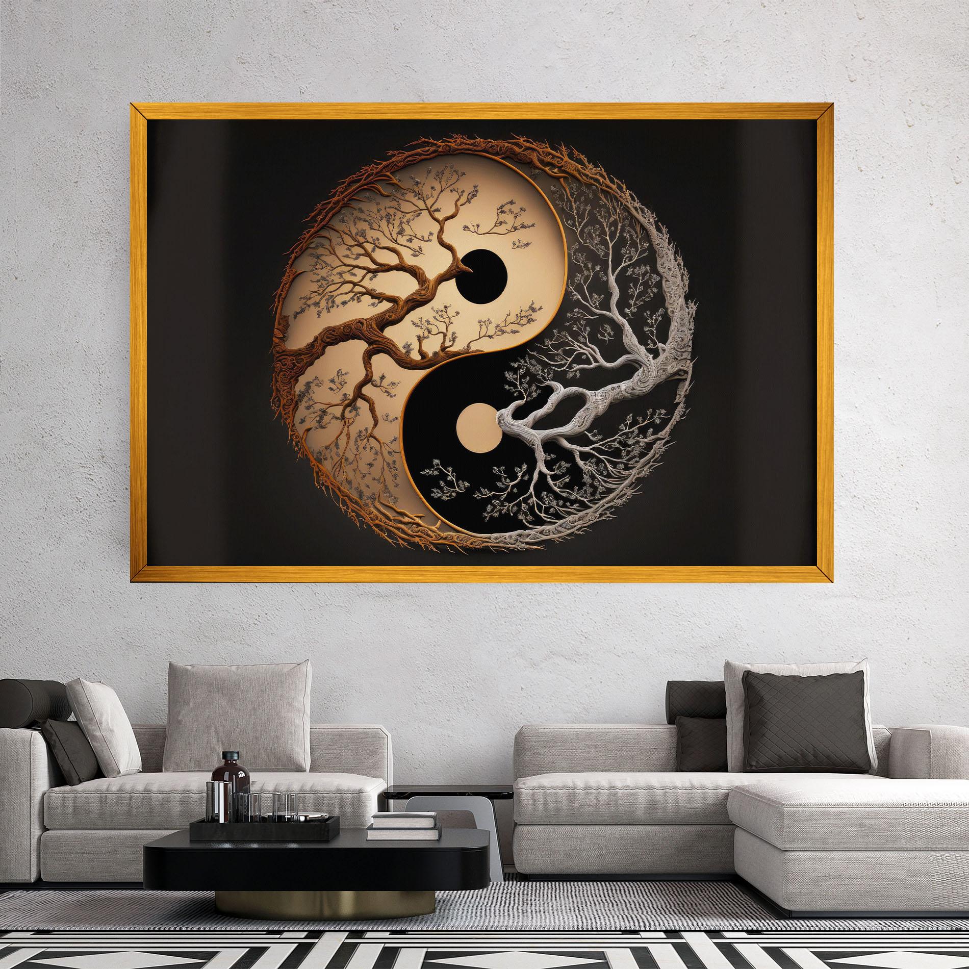Leinwandbild Old Tree Yinyang mockup 2