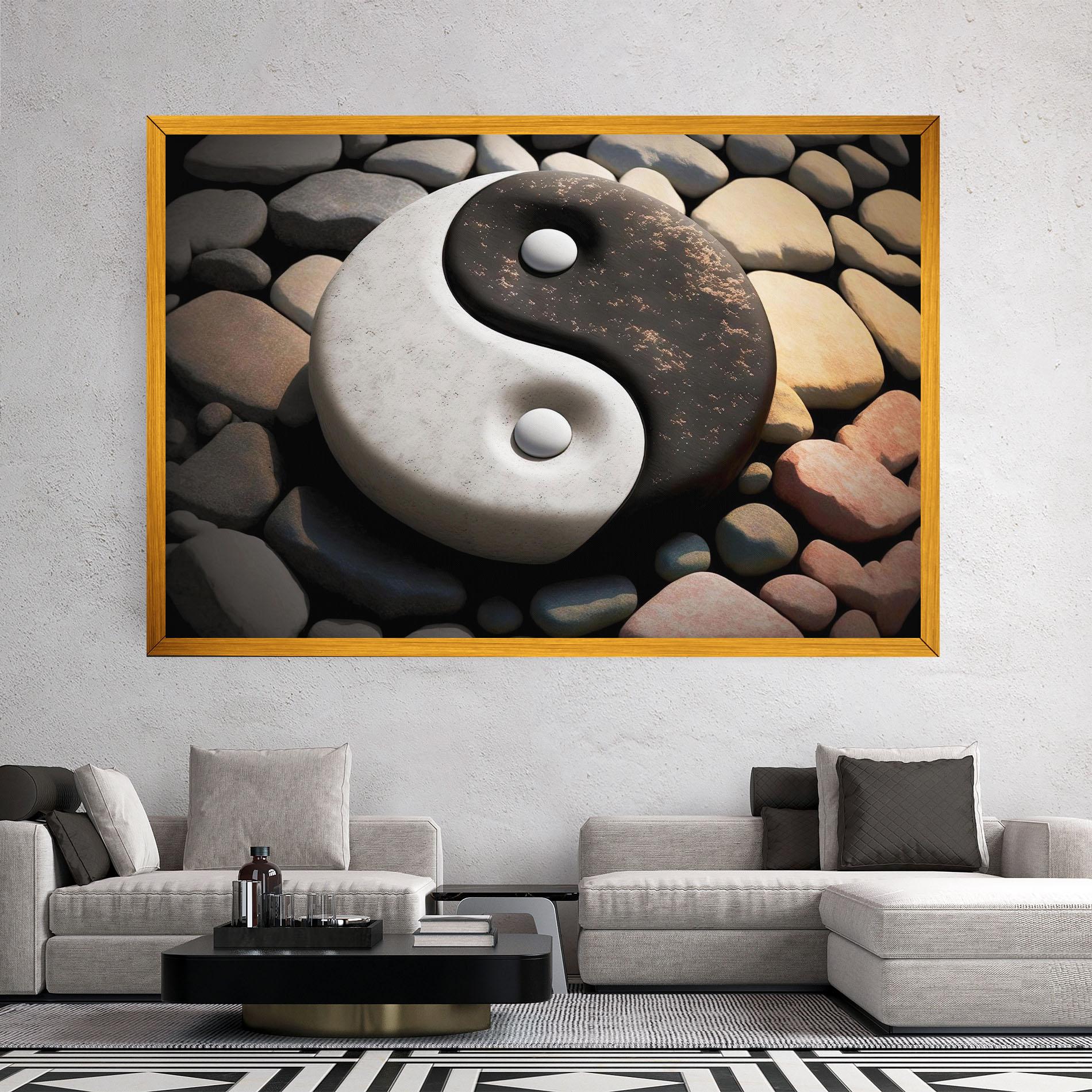 Leinwandbild Stone Yinyang mockup 2