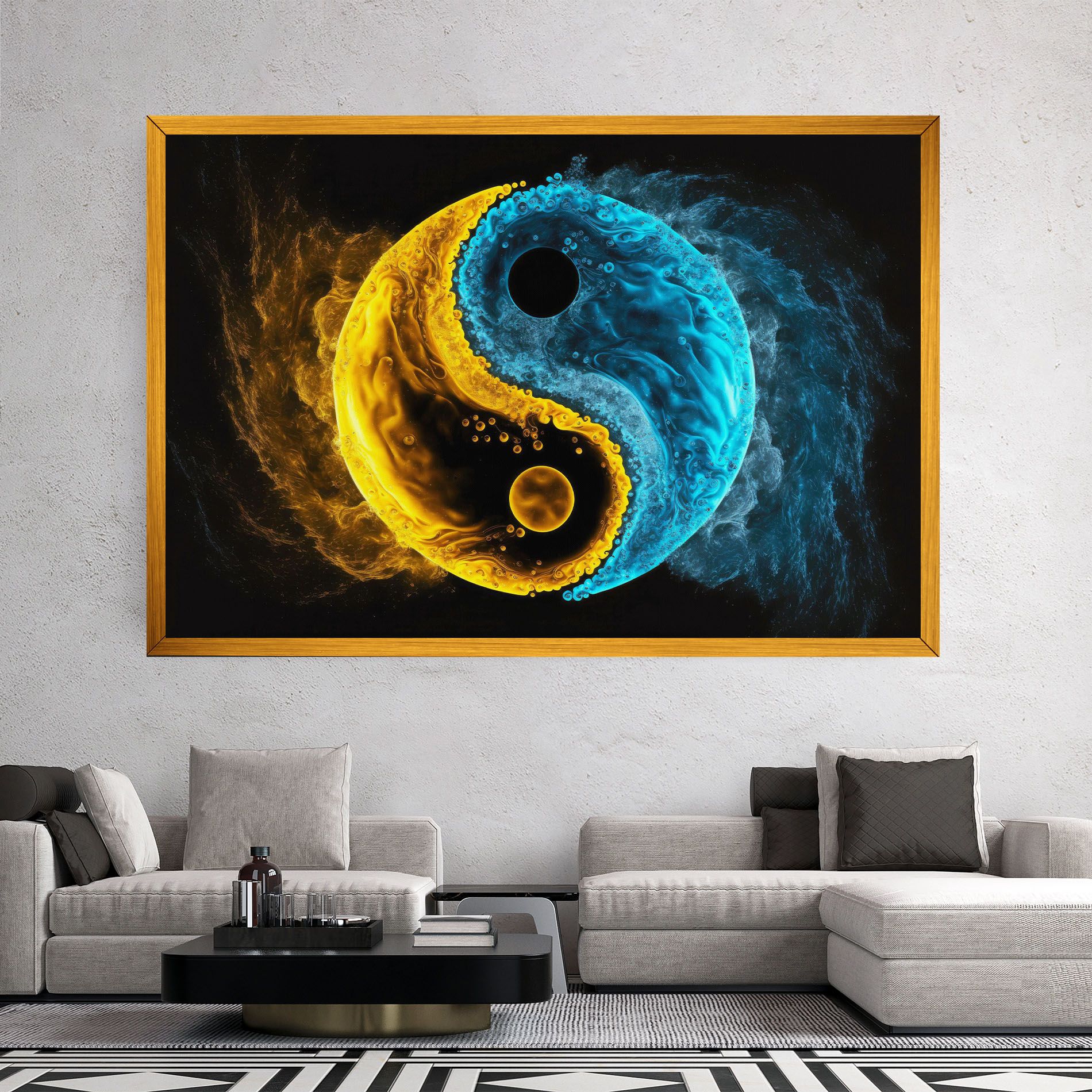 Yellow Blue Yinyang mockup 2