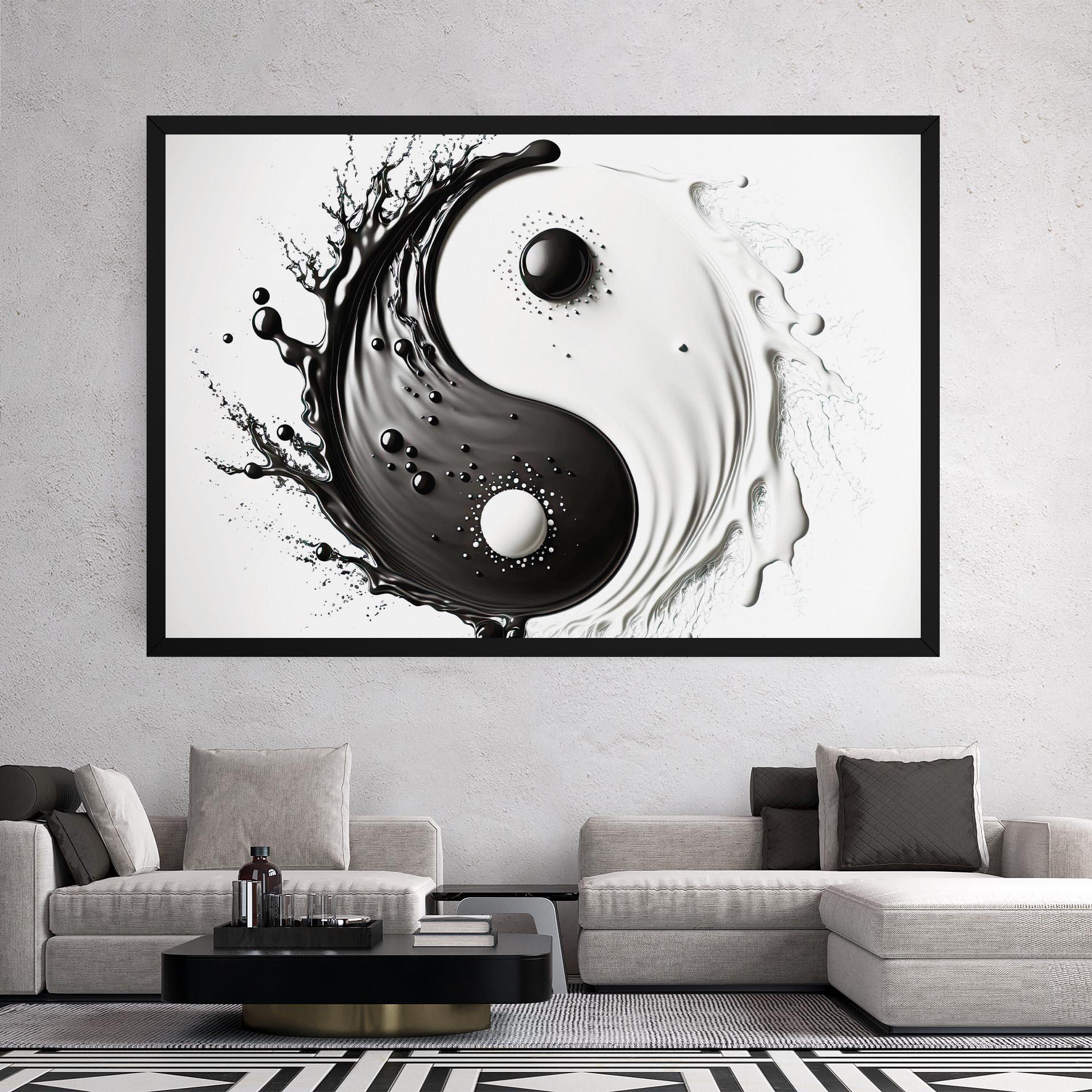 Leinwandbild Black Liquid Yinyang mockup 2