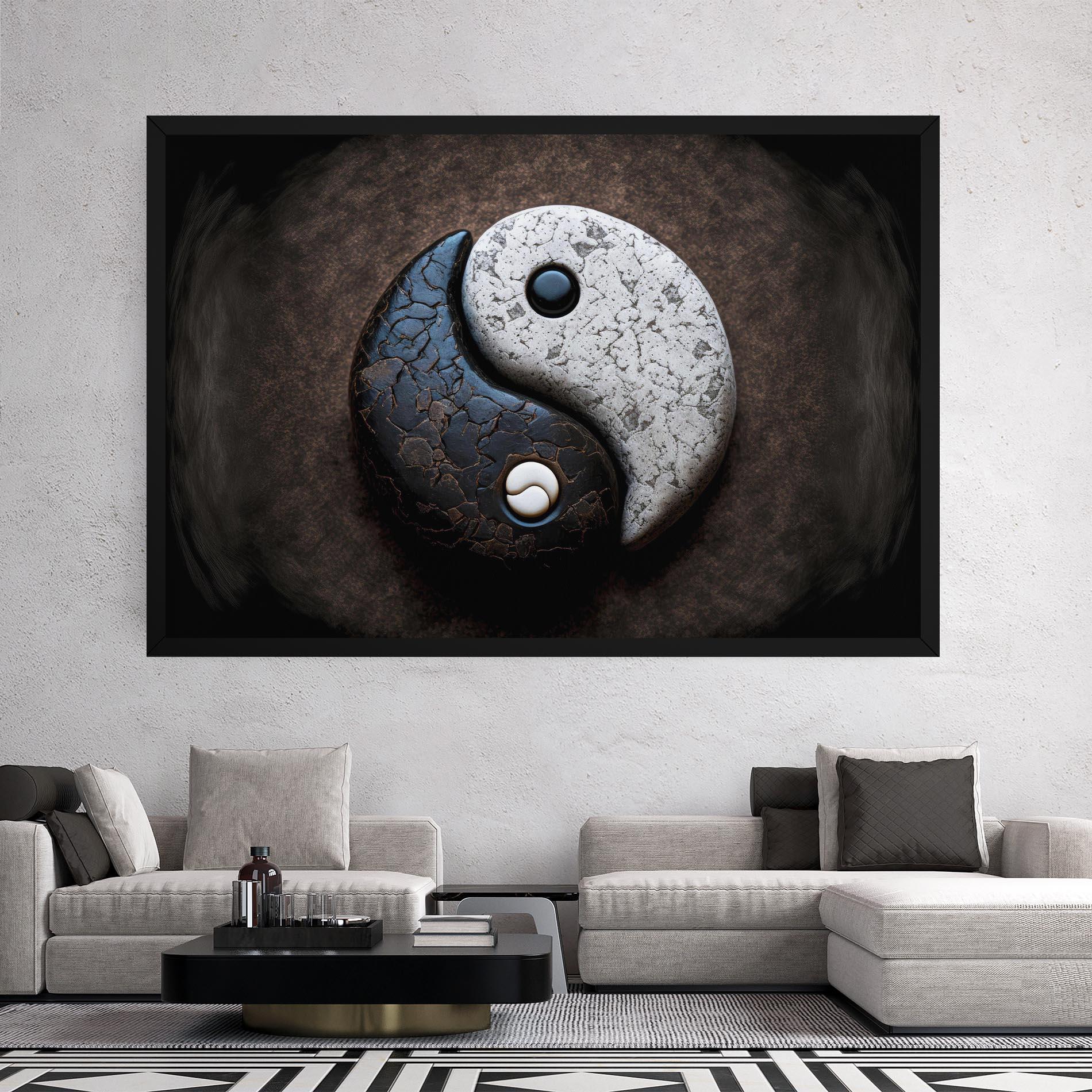 Leinwandbild Black Stone Yinyang mockup 2