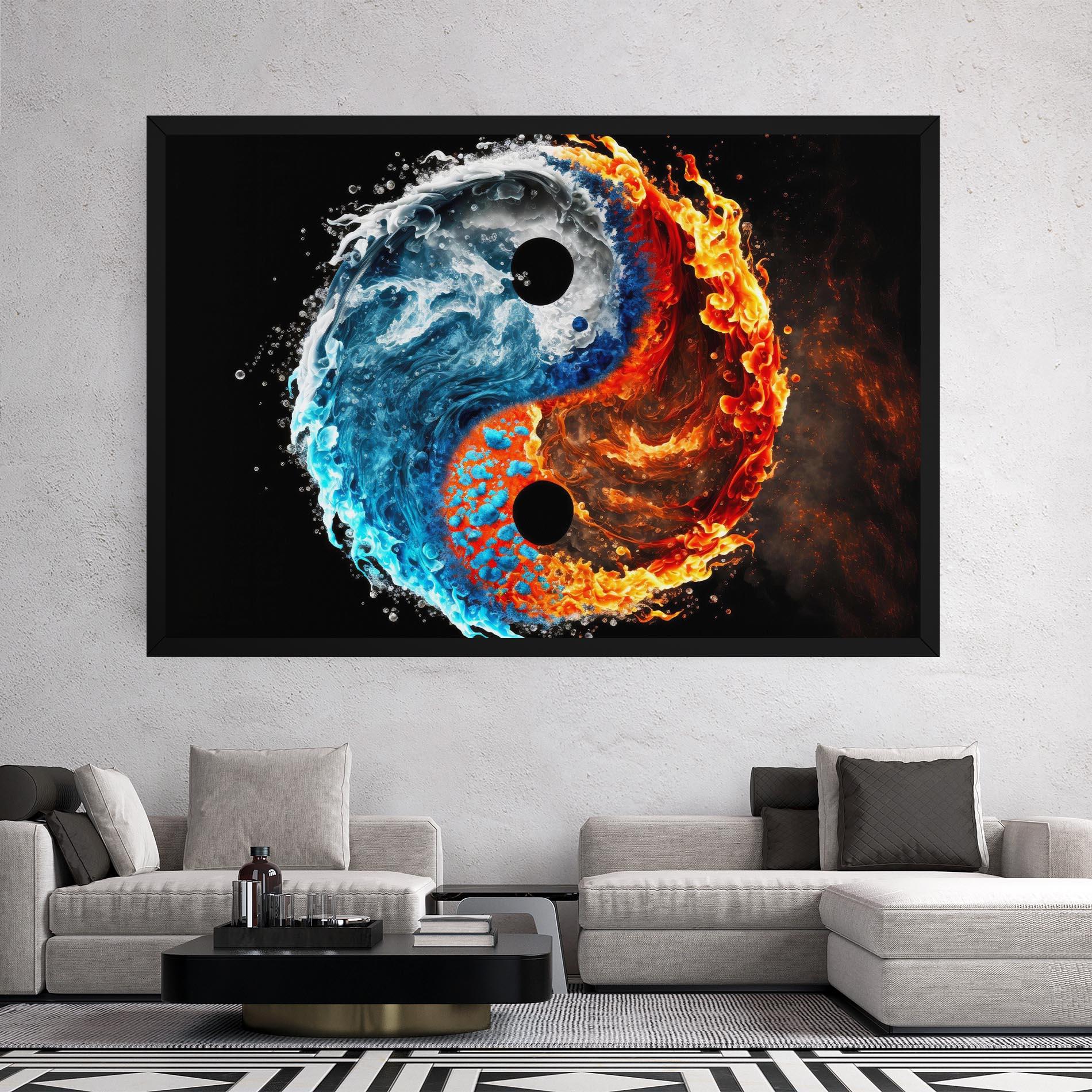 Leinwandbild Fire Water Yin Yang mockup 2