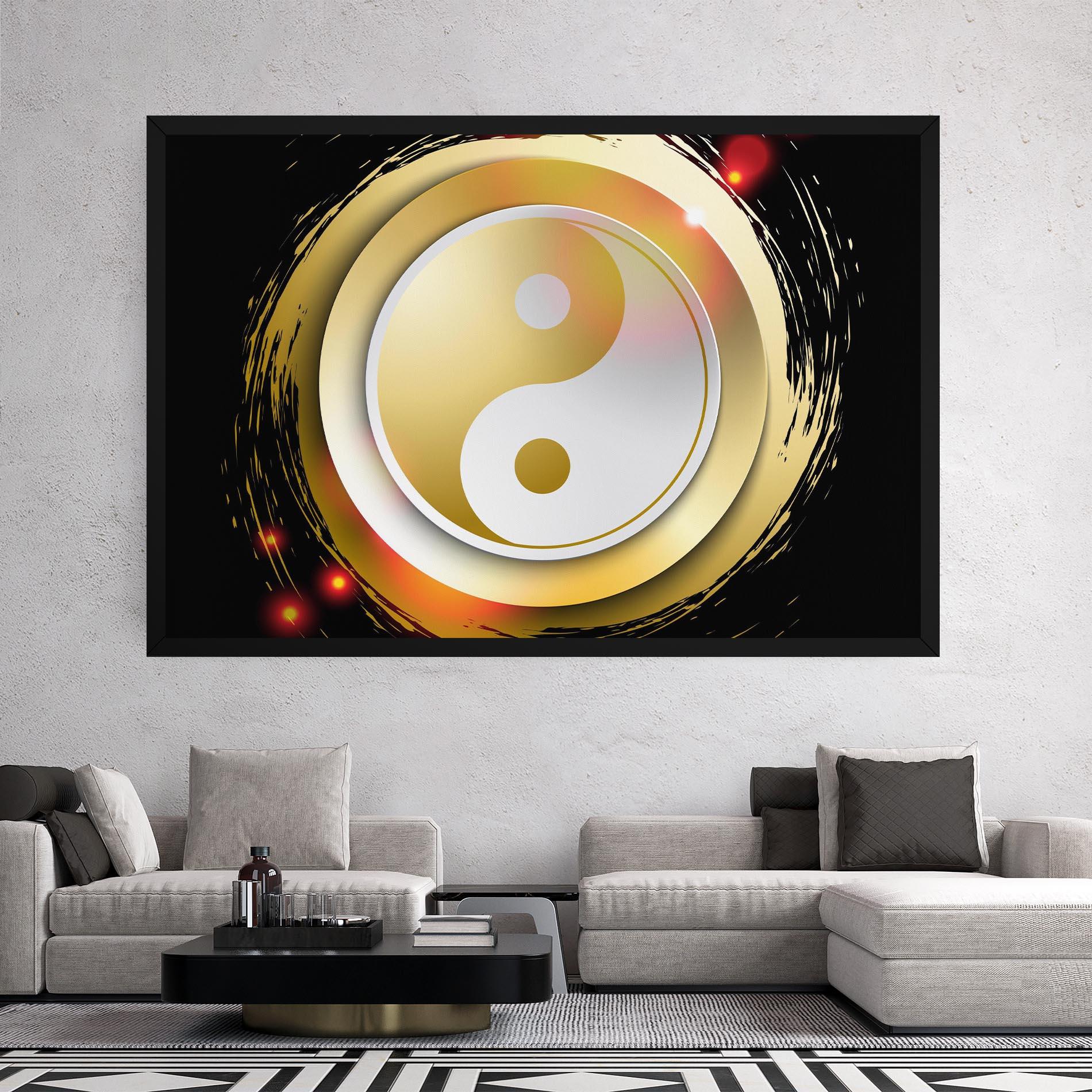 Leinwandbild Gold Light Yinyang mockup 2