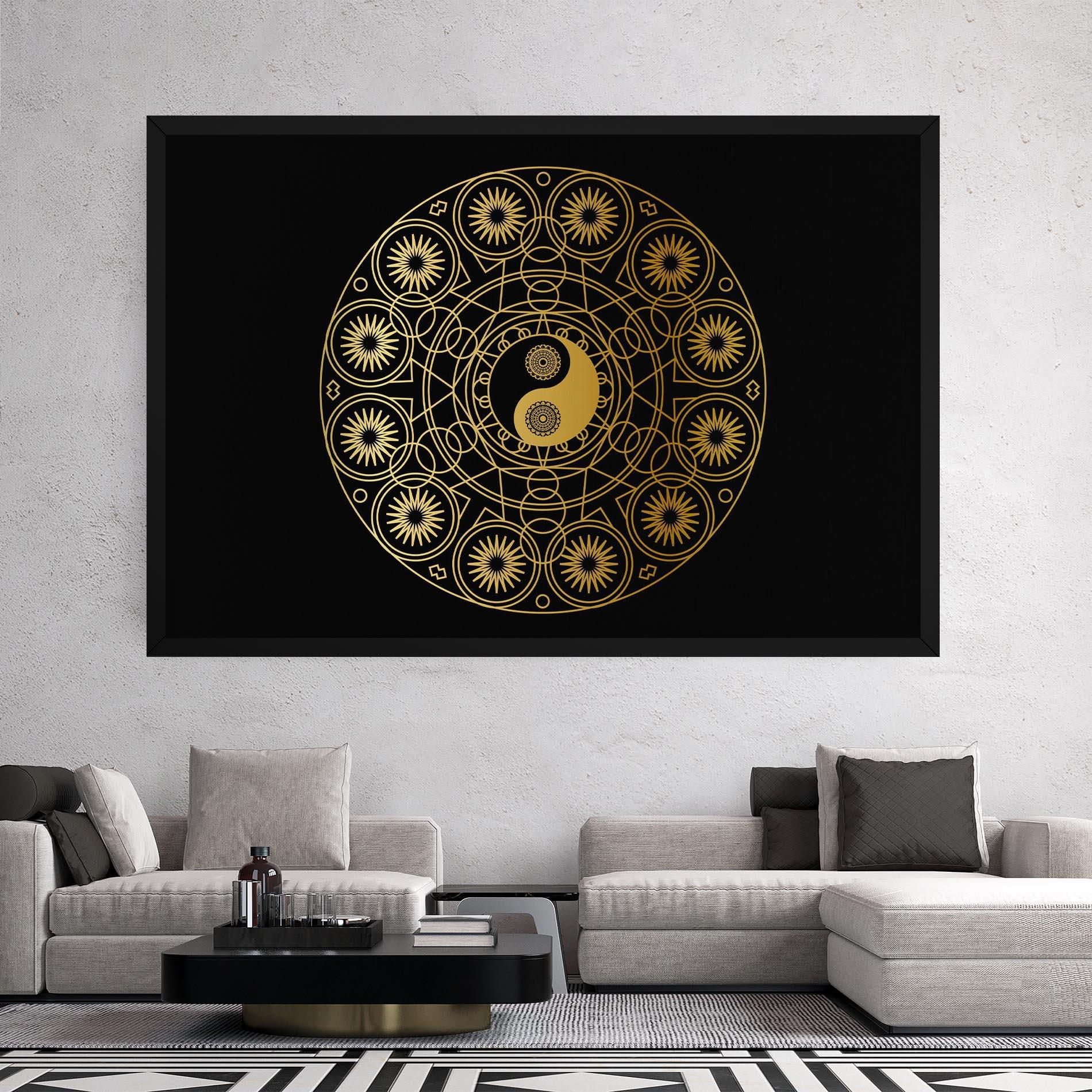 Leinwandbild Gold Meditation Mandala mockup 2