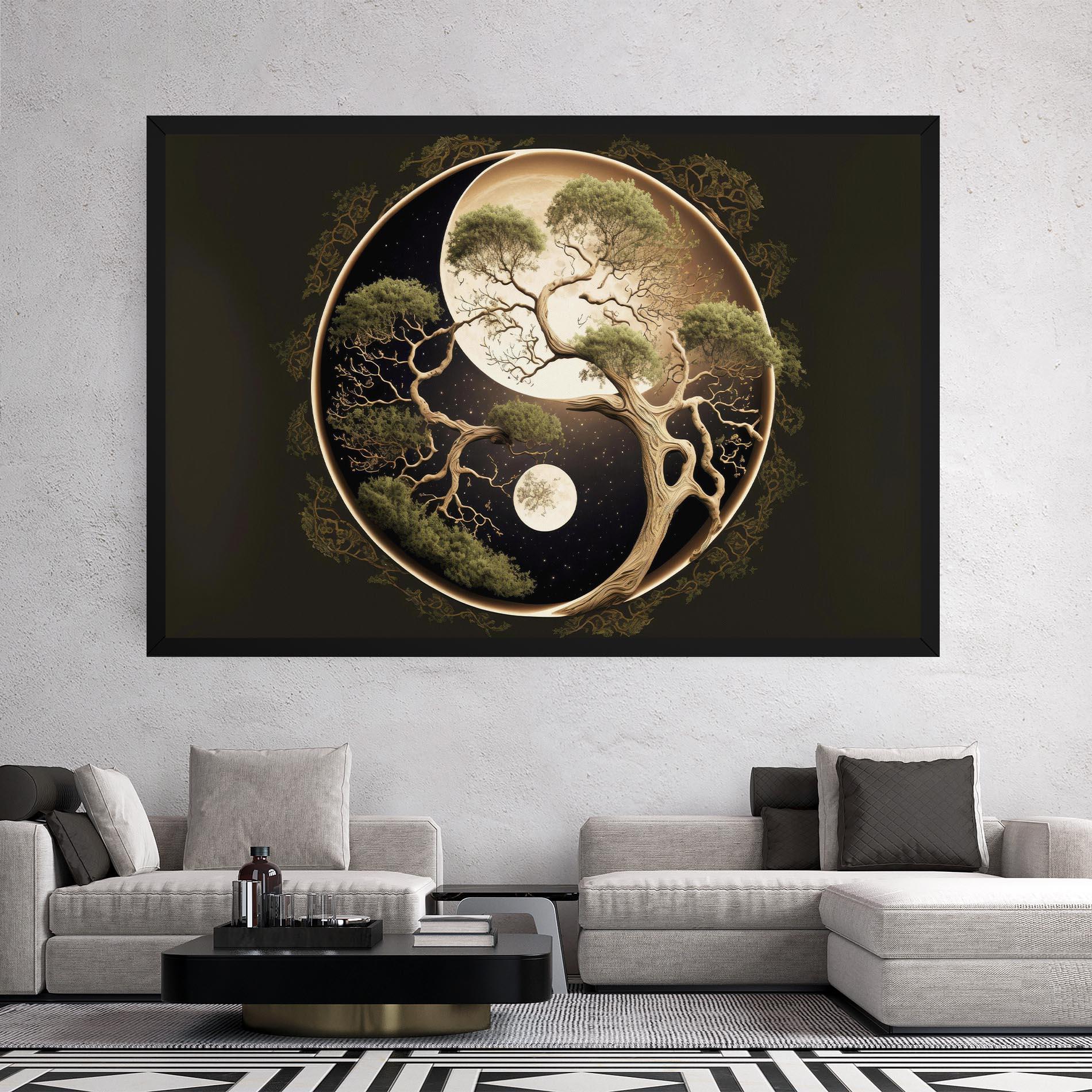 Leinwandbild Green Tree Yinyang mockup 2