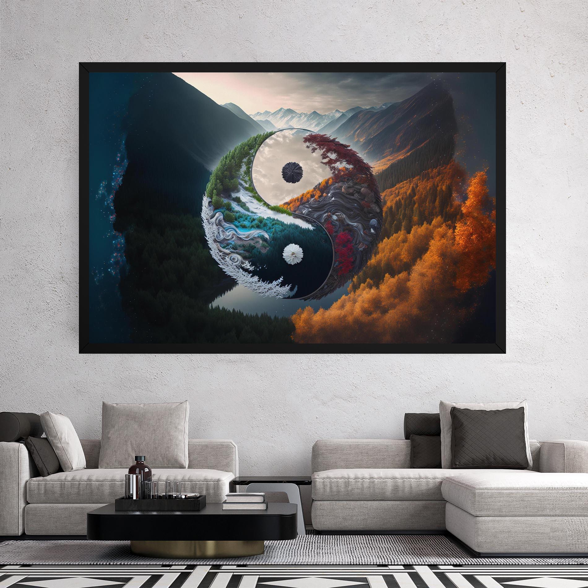 Leinwandbild Mountain Yinyang mockup 2