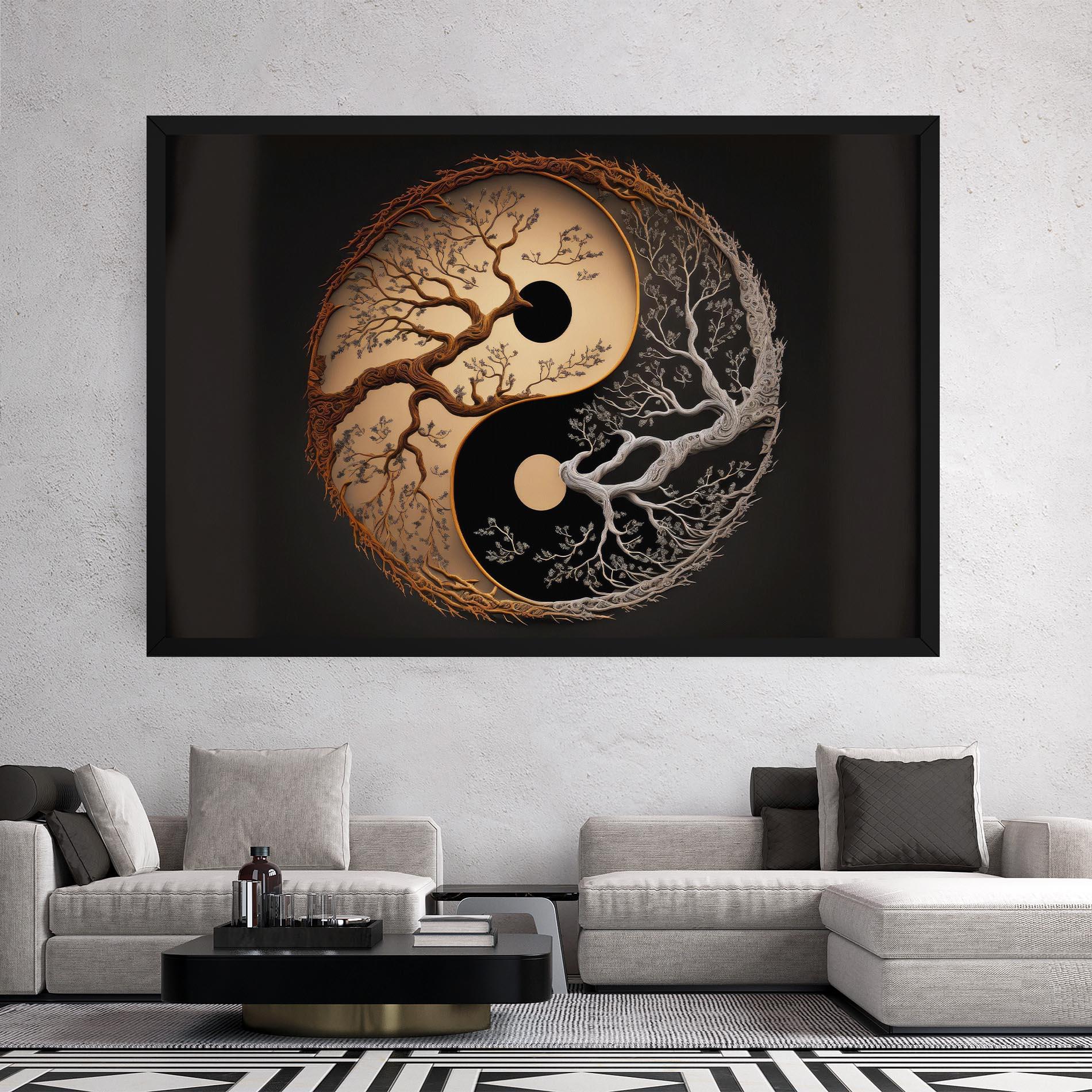 Leinwandbild Old Tree Yinyang mockup 2