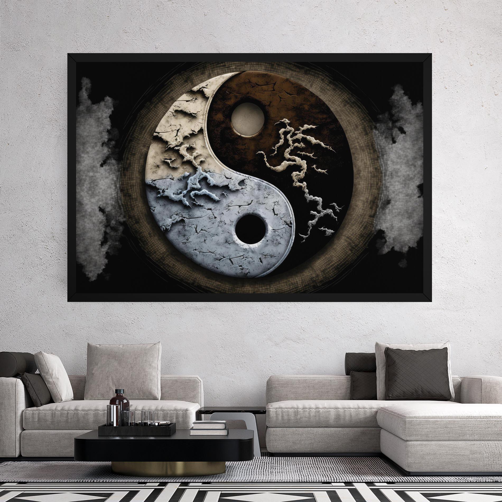 Leinwandbild Vintage Yinyang mockup 2